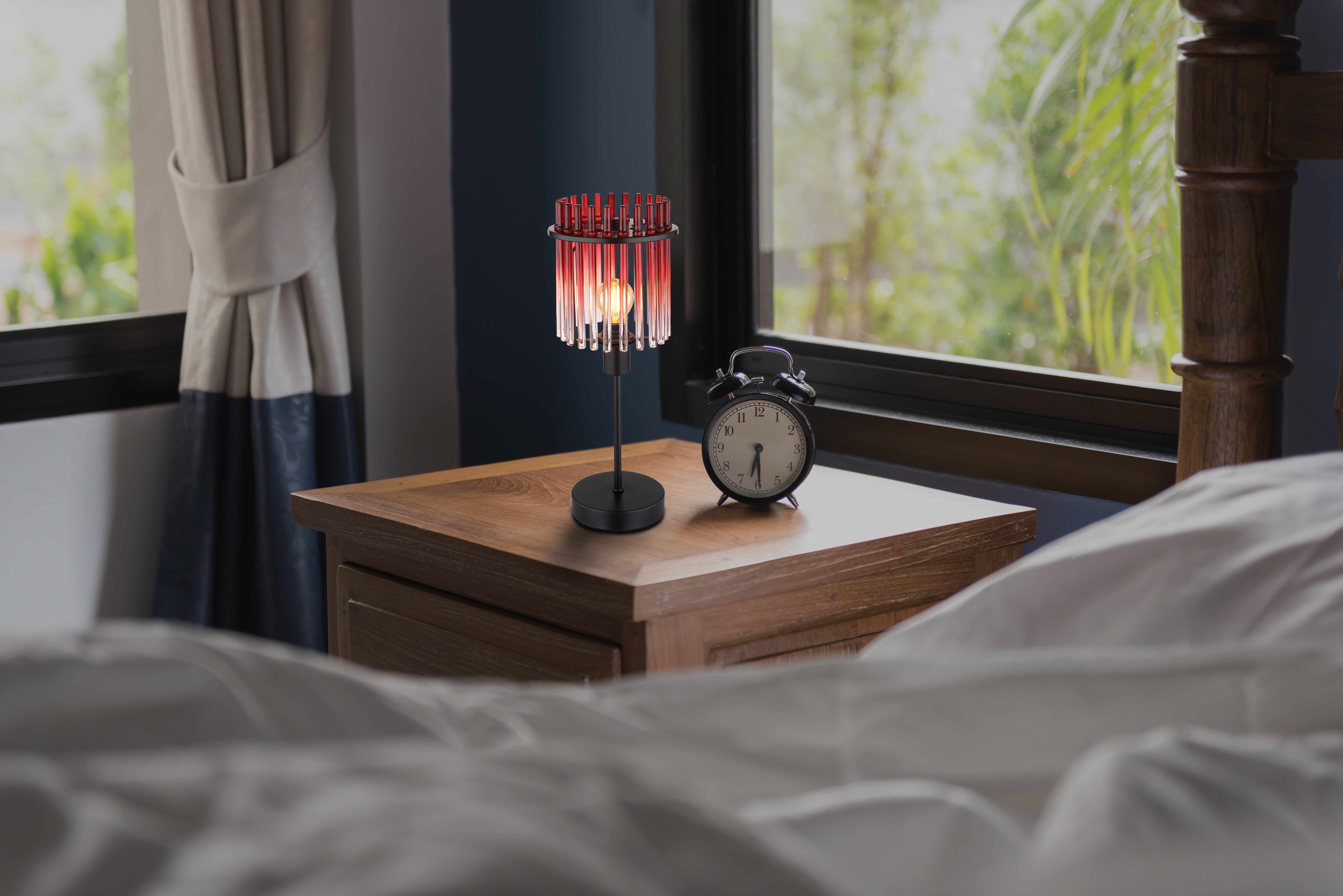 GLOBO LIGHTING Tischleuchte GORLEY, ohne Leuchtmittel, Tischlampe schwarz Glasstäbe grün klar verlaufend elegant