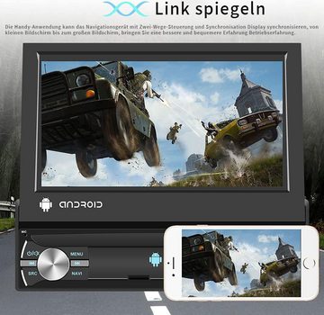 Hikity Android 1 DIN manuelles Teleskopradio Wireless Carplay mit Kamera Autoradio (GPS-Navigation, 2+64G)