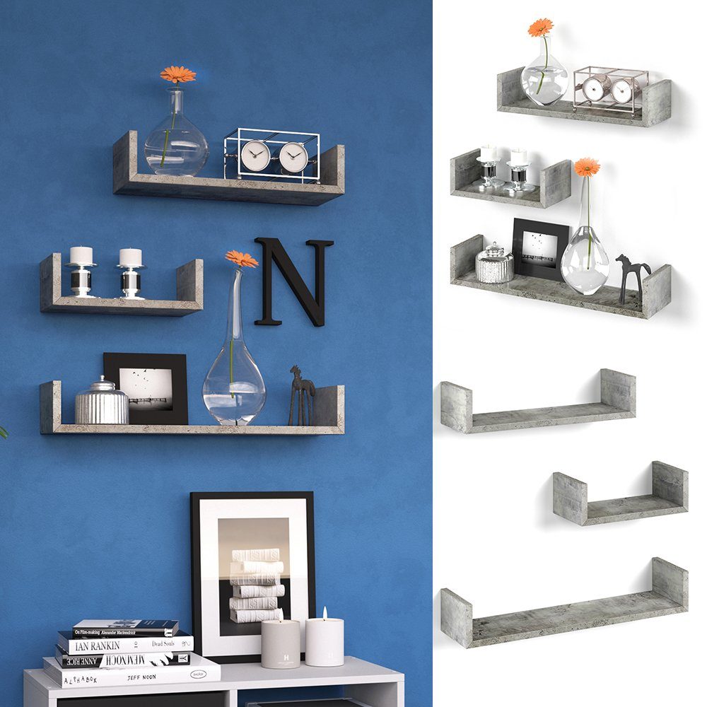 Vicco Bücherregal, Beton, 60 x 10 cm 3er Set günstig online kaufen