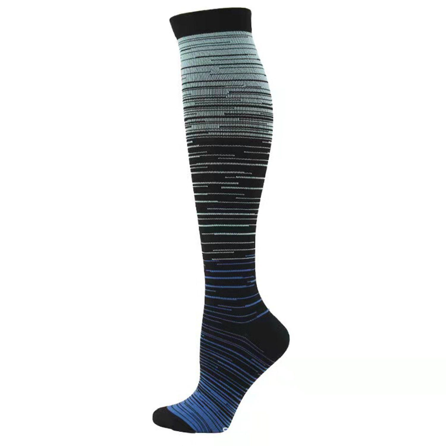 MAGICSHE Kompressionsstrümpfe 3-Paare von mittellangen Sport Nylonsocken mit Farbverlauf Mischung Sport Kompressionsstrümpfe, Fliegen, Laufen, Wandern, Reisen Flache Orchidee mit Baolan