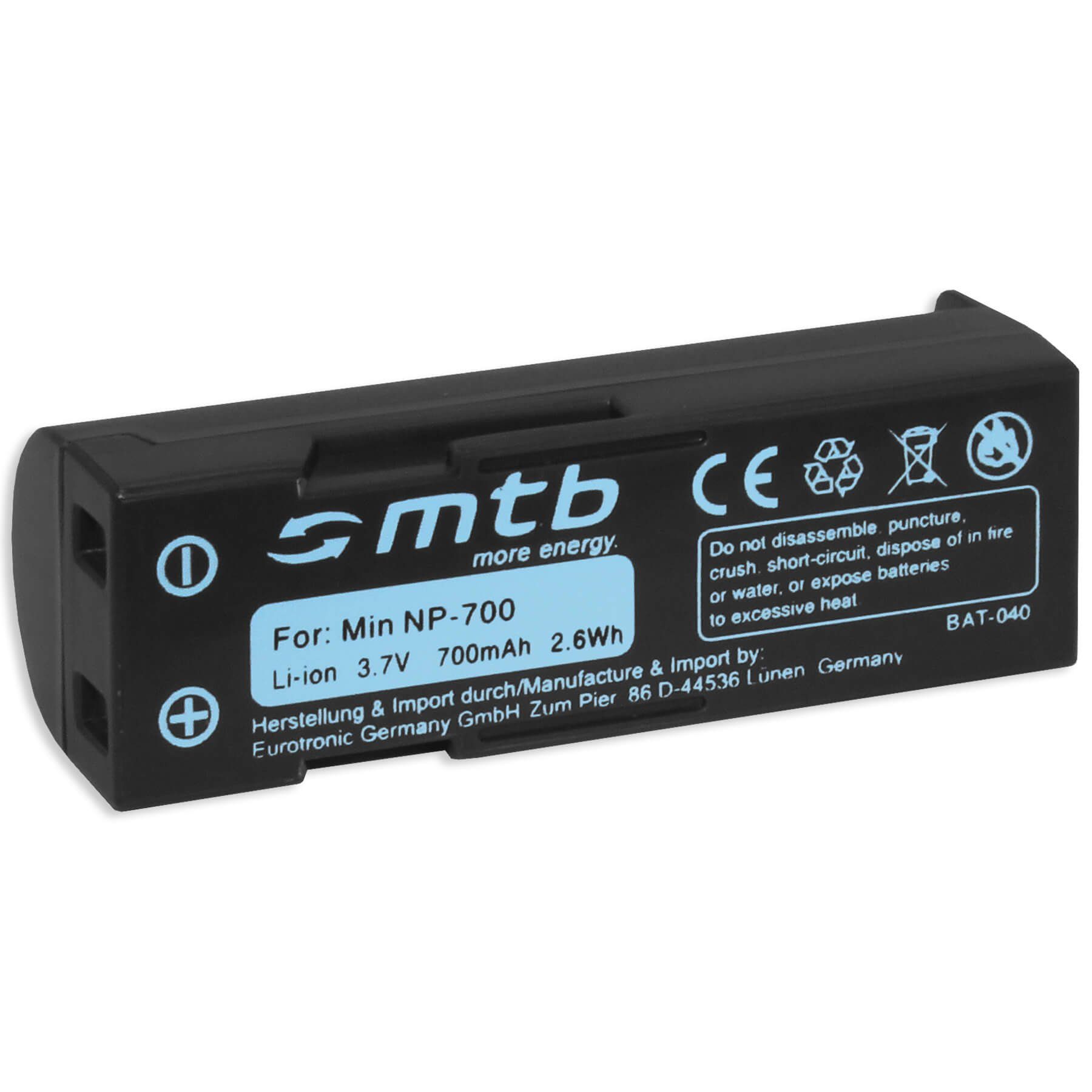 mtb more energy [BAT-040 - Li-Ion] Kamera-Akku kompatibel mit Akku-Typ Minolta NP-700 700 mAh (3,7 V), passend für: Konica Minolta DiMAGE X50, X60 / Konica Minolta BC-800…