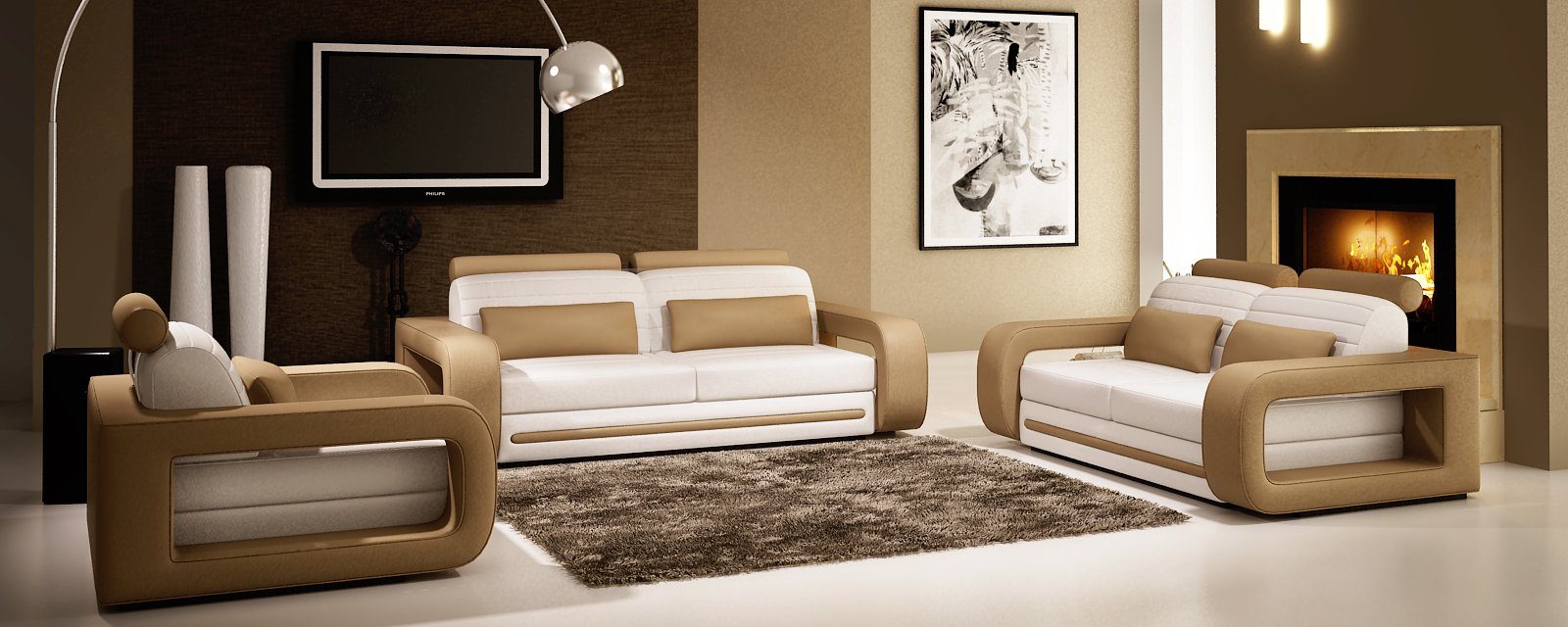 Made Neu, Ledersofa in 3 Weiß-schwarzes JVmoebel Europe Modern Sitzer Couch Design Sofa
