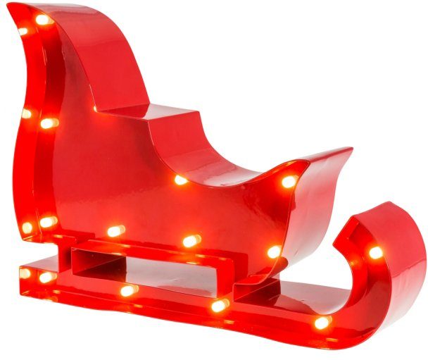 MARQUEE LIGHTS LED Dekolicht Christmas cm - fest Sled, LED Christmas Sled Wandlampe,Tischlampe festverbauten LEDs 23x17 integriert, Warmweiß, 14