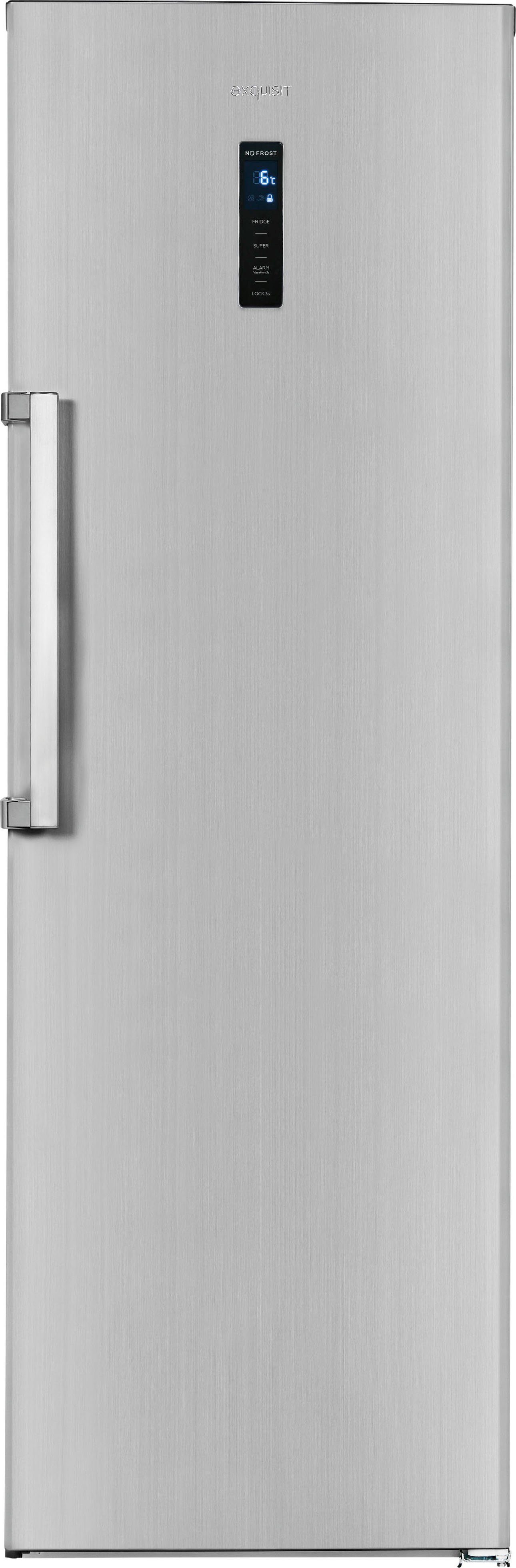 breit Vollraumkühlschrank exquisit cm cm hoch, KS360-V-HE-040D, Edelstahl 185 60