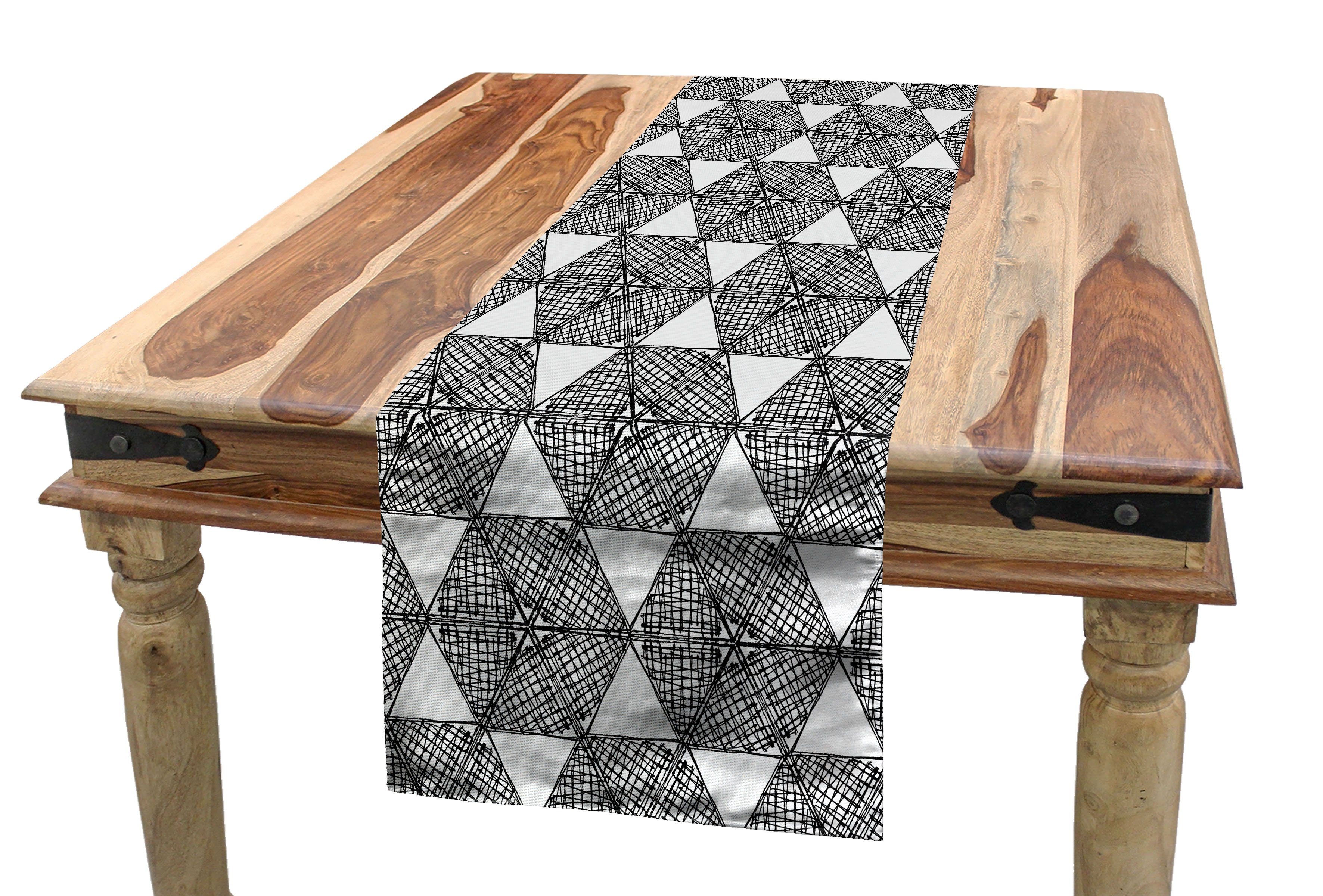 Schwarz Tischläufer Küche Figur Geometrische und Abakuhaus weiß Tischläufer, Esszimmer Rechteckiger Dekorativer