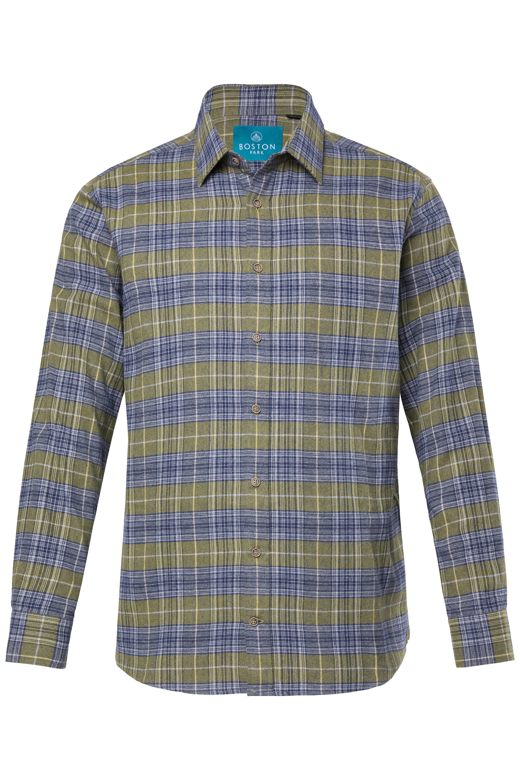 Boston Park Businesshemd Karo-Flanellhemd Langarm Kentkragen Comfort Fit günstig online kaufen