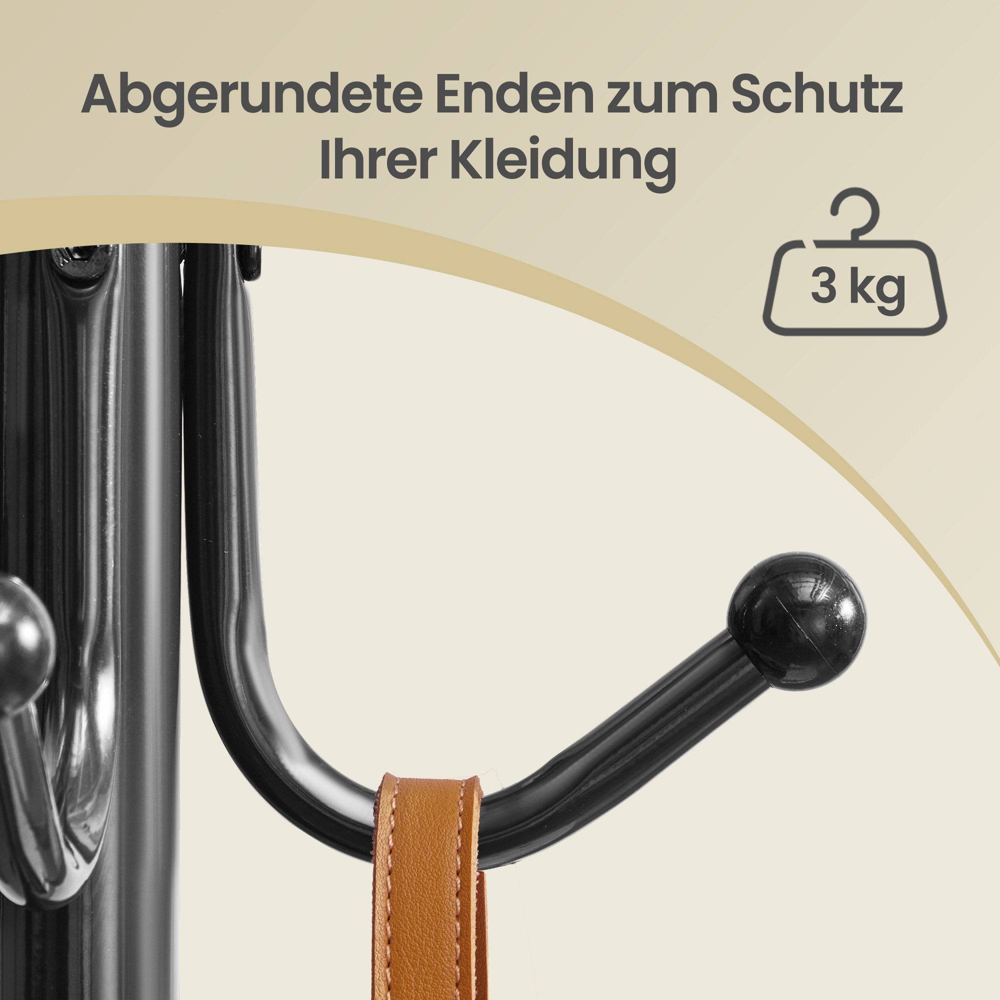 SONGMICS Garderobenständer Freistehender Kleiderständer aus Stahl mit Marmorfuß, 30 x 30 x 173 cm, für Flur und Schlafzimmer, Jackenständer – Bild 5 von 5