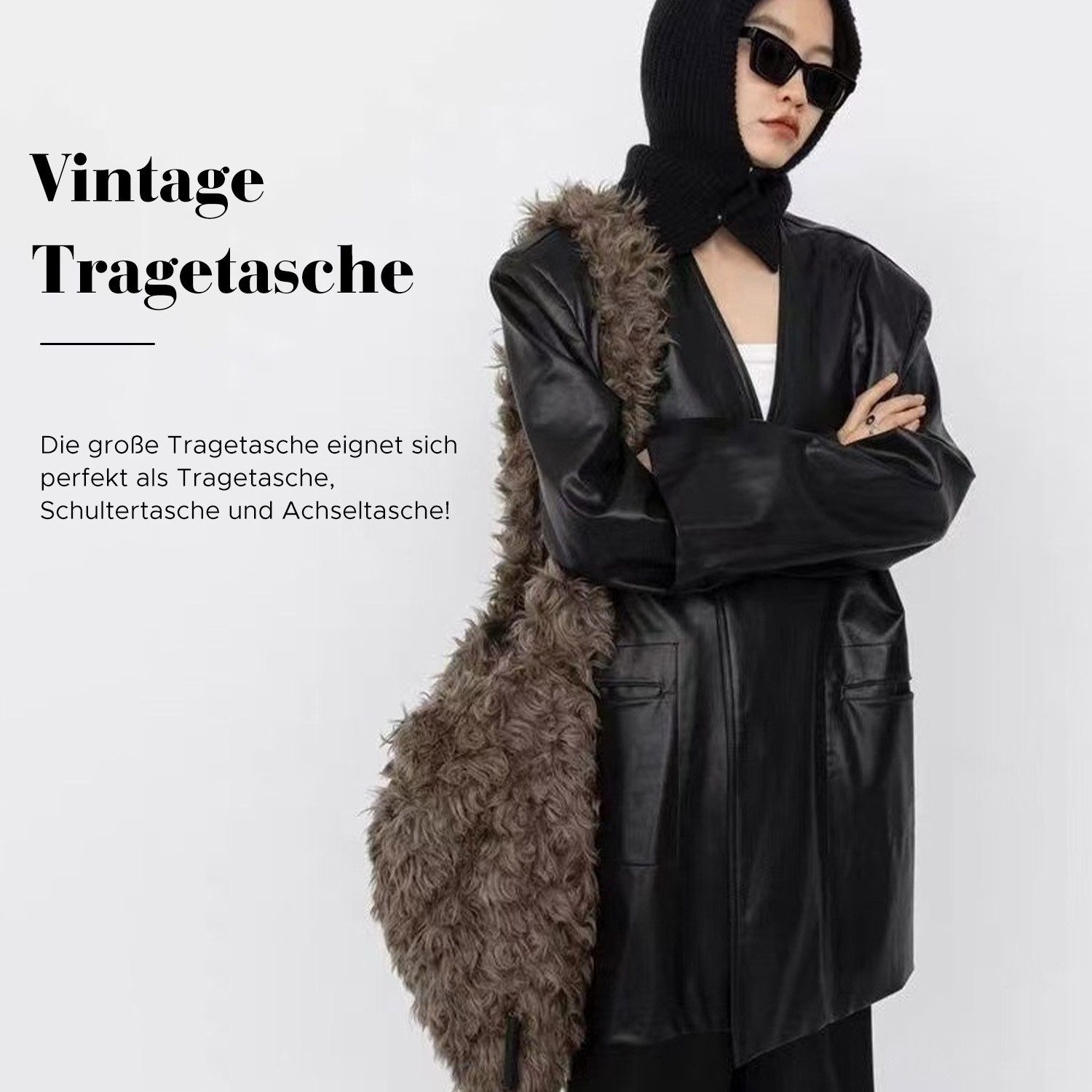 Refttenw Umhängetasche Vintage Messenger Bag,Plüschtasche,großes Fassungsve günstig online kaufen