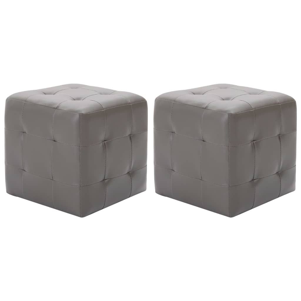 furnicato Pouf Sitzpuff 2er Set 30x30x30 cm Grau, Schmutzabweisender Fußhocker mit Massivholzrahmen für dein Wohnzimmer