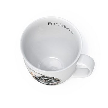 L.E.R.D.93 Becher Kaffeebecher mit Motiv, Porzellan, Tasse mit Waschbär und Bär Frechdachs Porzellan Becher