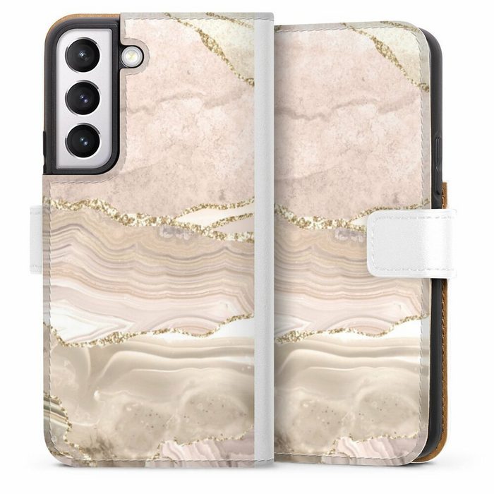 DeinDesign Handyhülle Glitzer Look Marmor Utart Rose Marble Dream Golden Stripes Samsung Galaxy S22 Hülle Handy Flip Case Wallet Cover