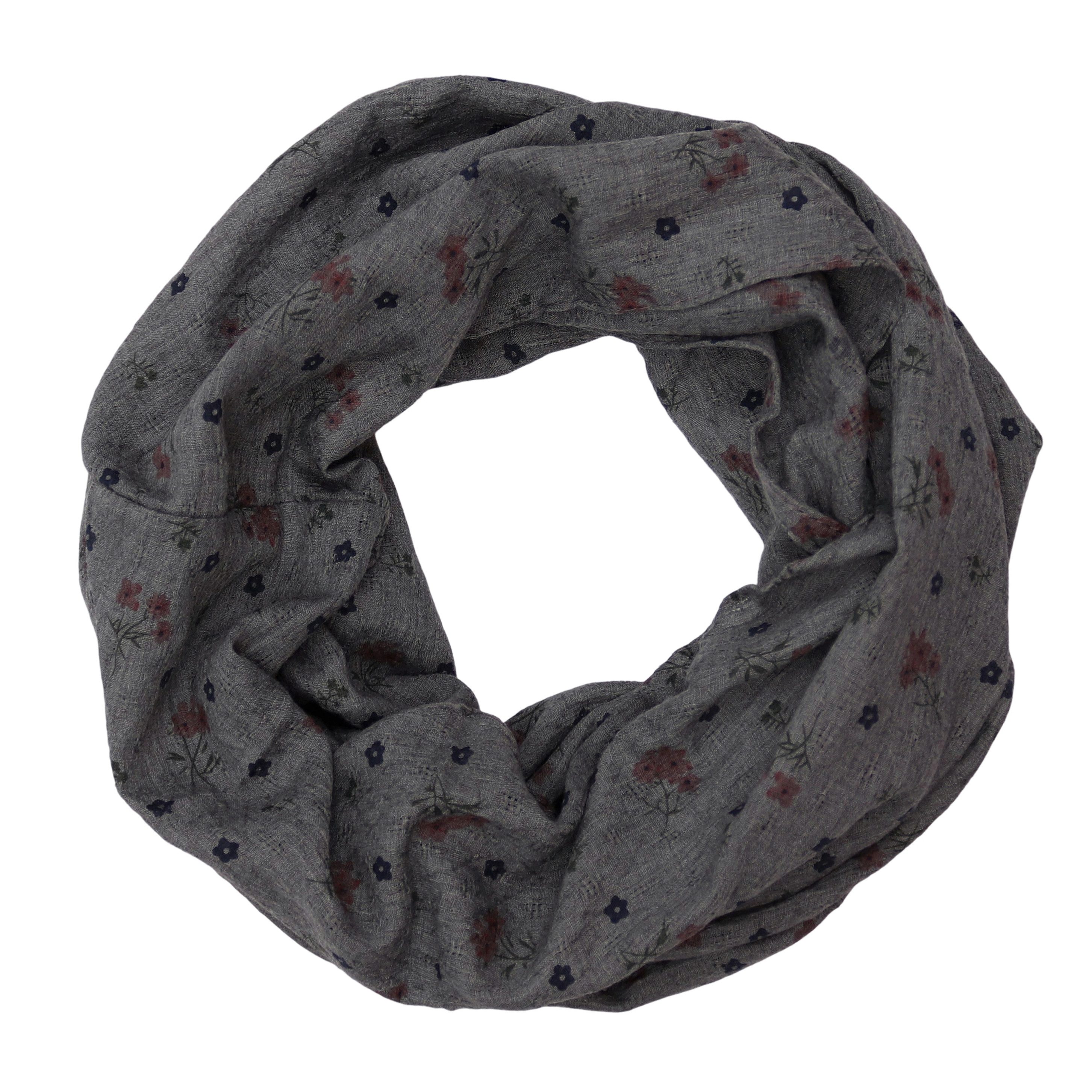 MIRROSI Loop Damen Schal mit Blumen-Muster Weich aus 100% Baumwolle Schlauchschal, (ca. 160x44cm Zweimal um den Hals wickelbar)