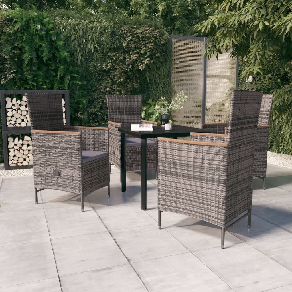 Garten-Essgruppe 80 cm Tischlnge 5-tlg Garten-Essgruppe mit Kissen Grau Sitzgruppe Set