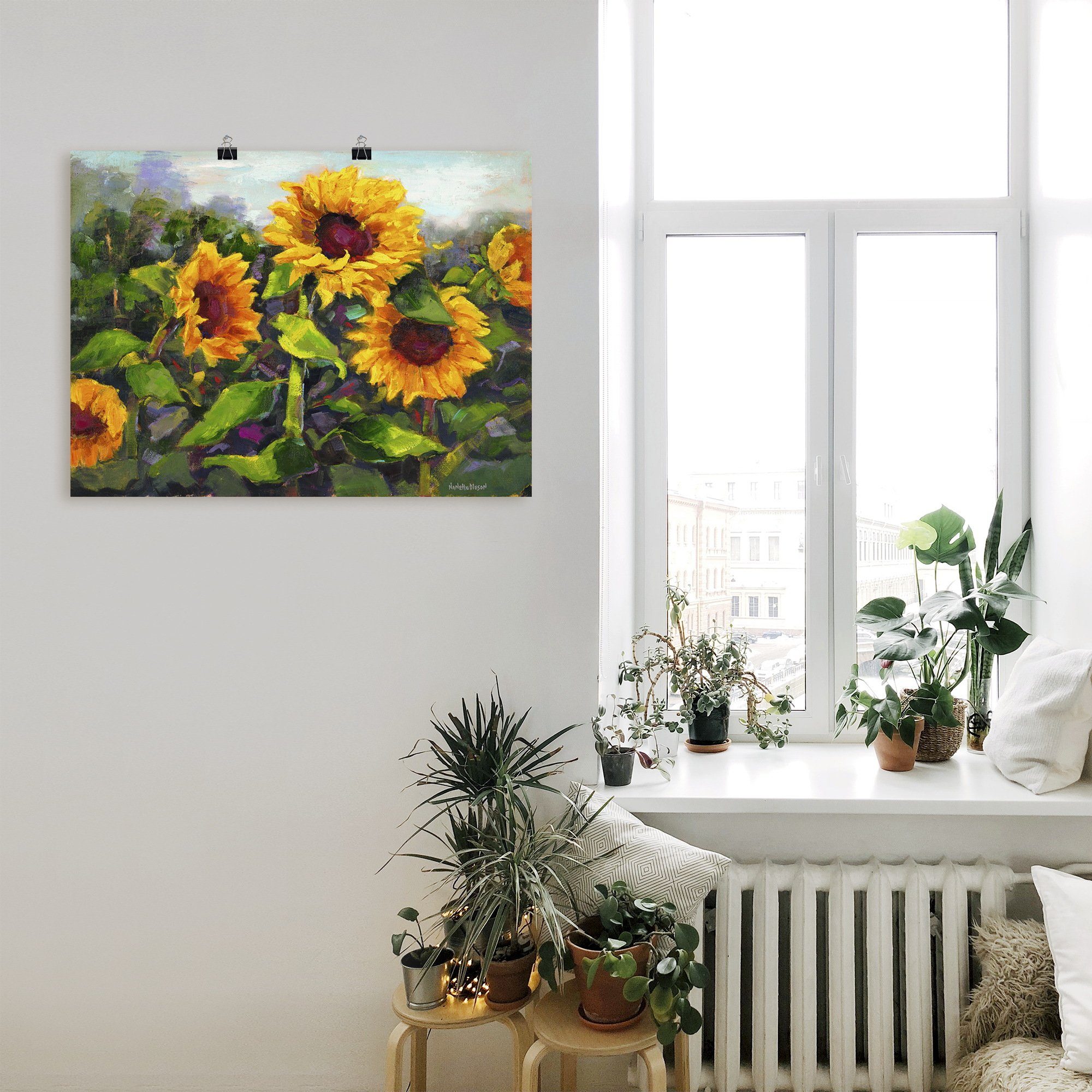Sonnenblumen Erwachen St), (1 Leinwandbild, Größen IV, oder Blumen in versch. Wandbild Wandaufkleber Das Alubild, Poster der als Artland