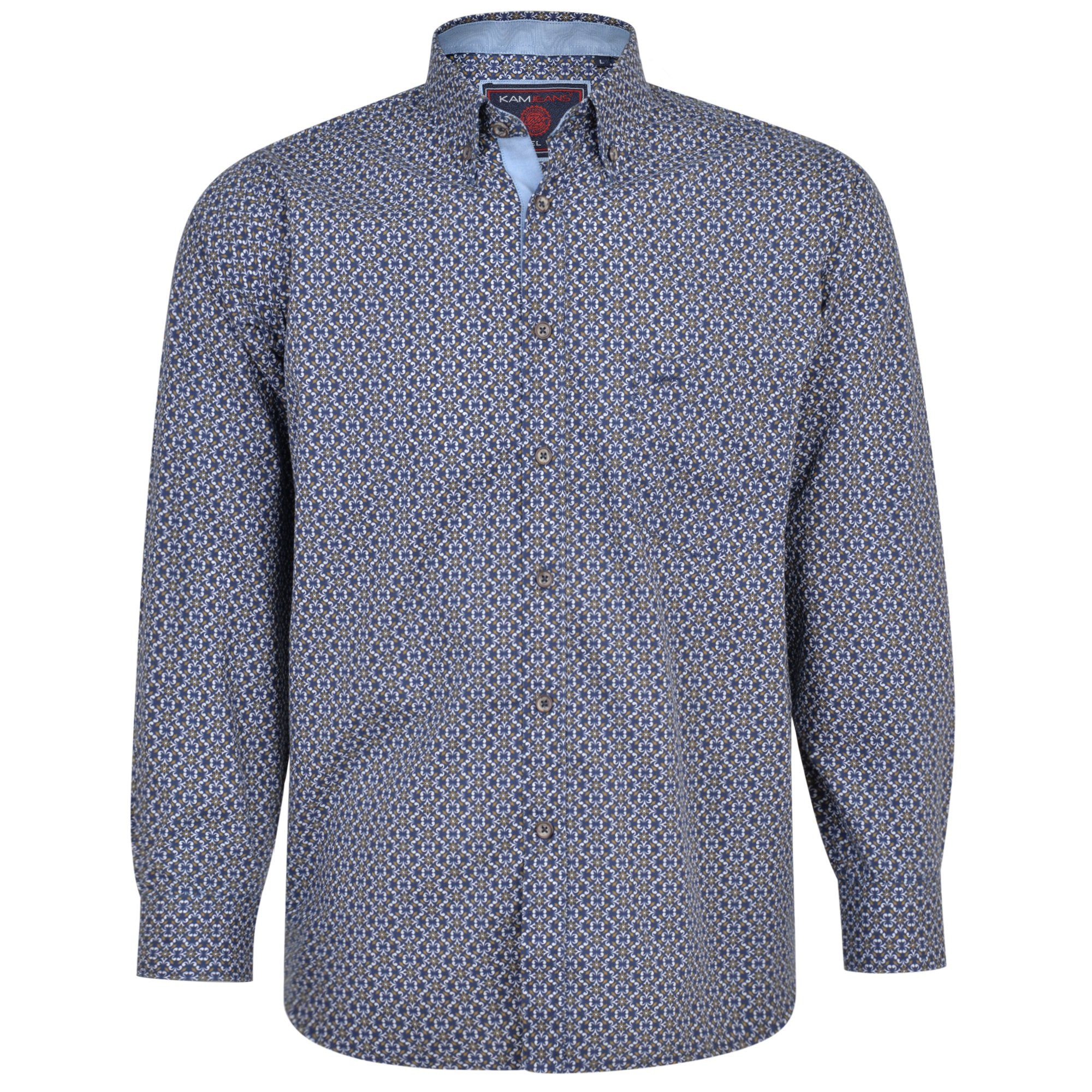 KAM Jeanswear Kurzarmshirt KBS6196 LS Button-Down-Kragen