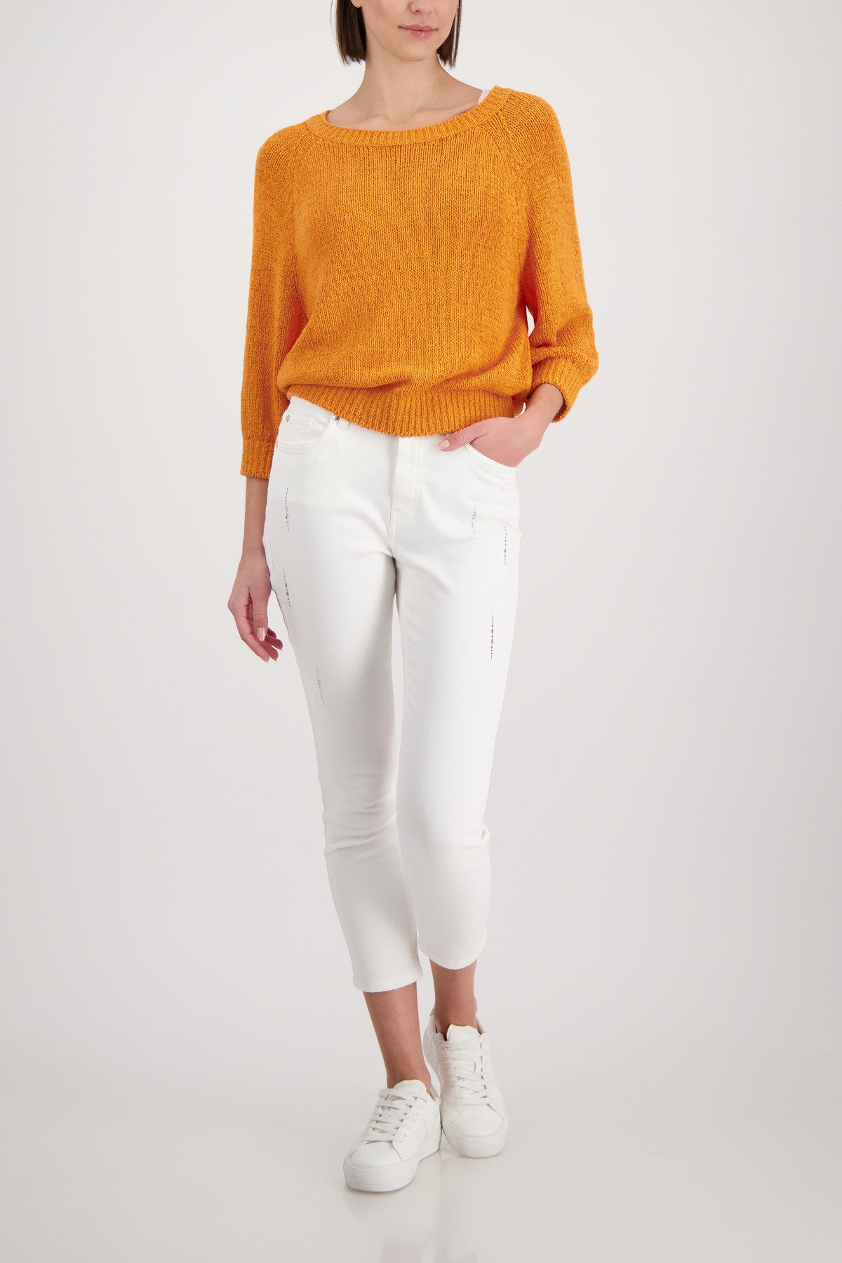 Monari Strickpullover Pullover Basic Bändchen Regular fit aus Bändchengarn