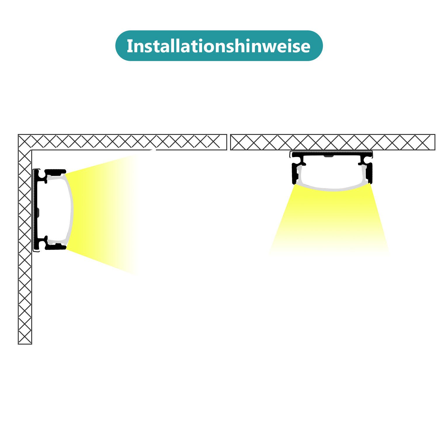 Clanmacy LED-Stripe-Profil 20x 1M LED Aluminium Profile Aluprofil Alu Schiene Leiste Leuchte – Bild 4 von 5