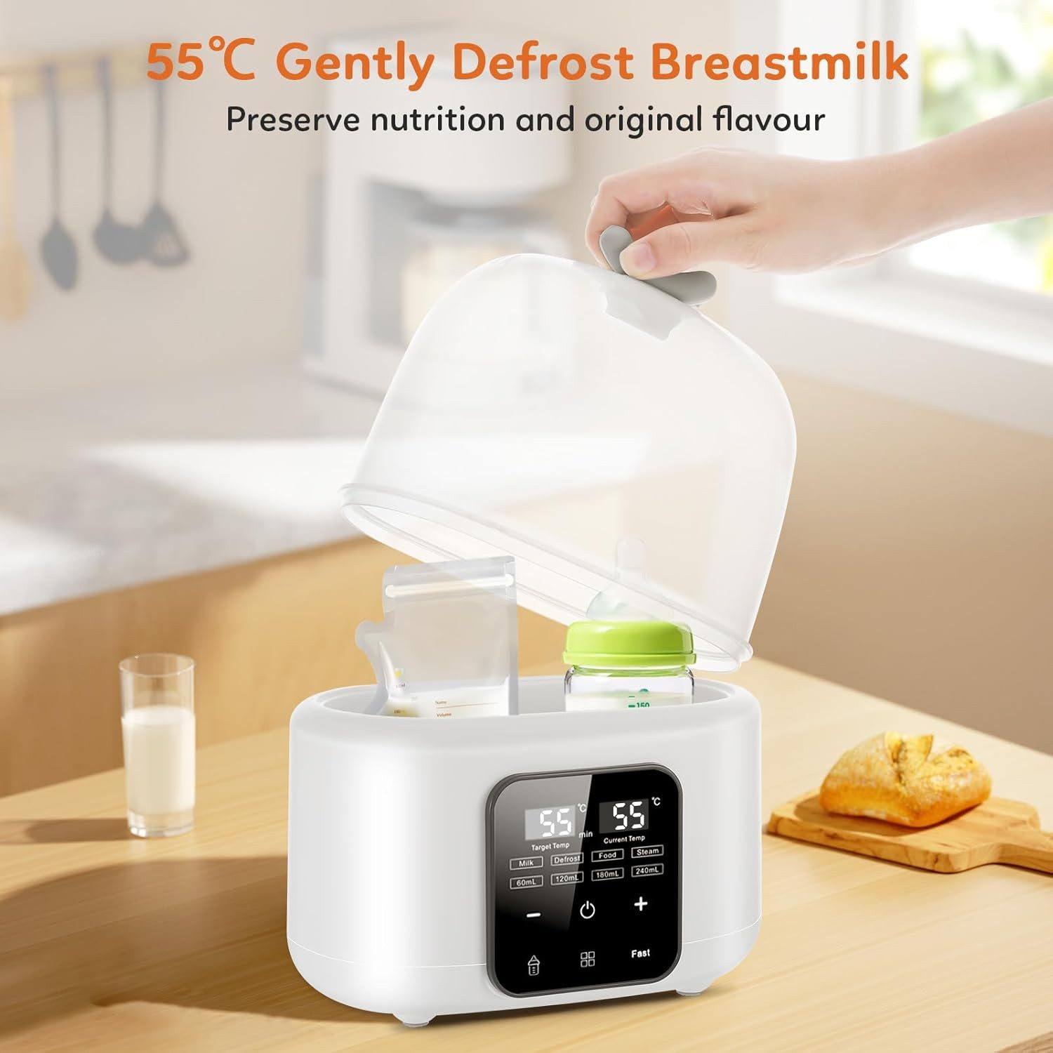 ibettertec Babyflaschenwärmer 6-in-1 Flaschenwärmer Baby, Doppelbecher Babyflaschen Wärmer, für Babyflaschen,Baby Flaschenwärmer,Erwärmen/Auftauen Speisen