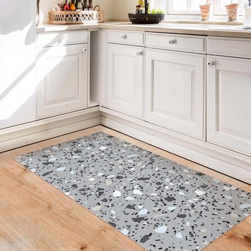 Läufer Teppich Vinyl Flur Küche Muster Terrazzo lang modern, Bilderdepot24, Läufer - grau glatt