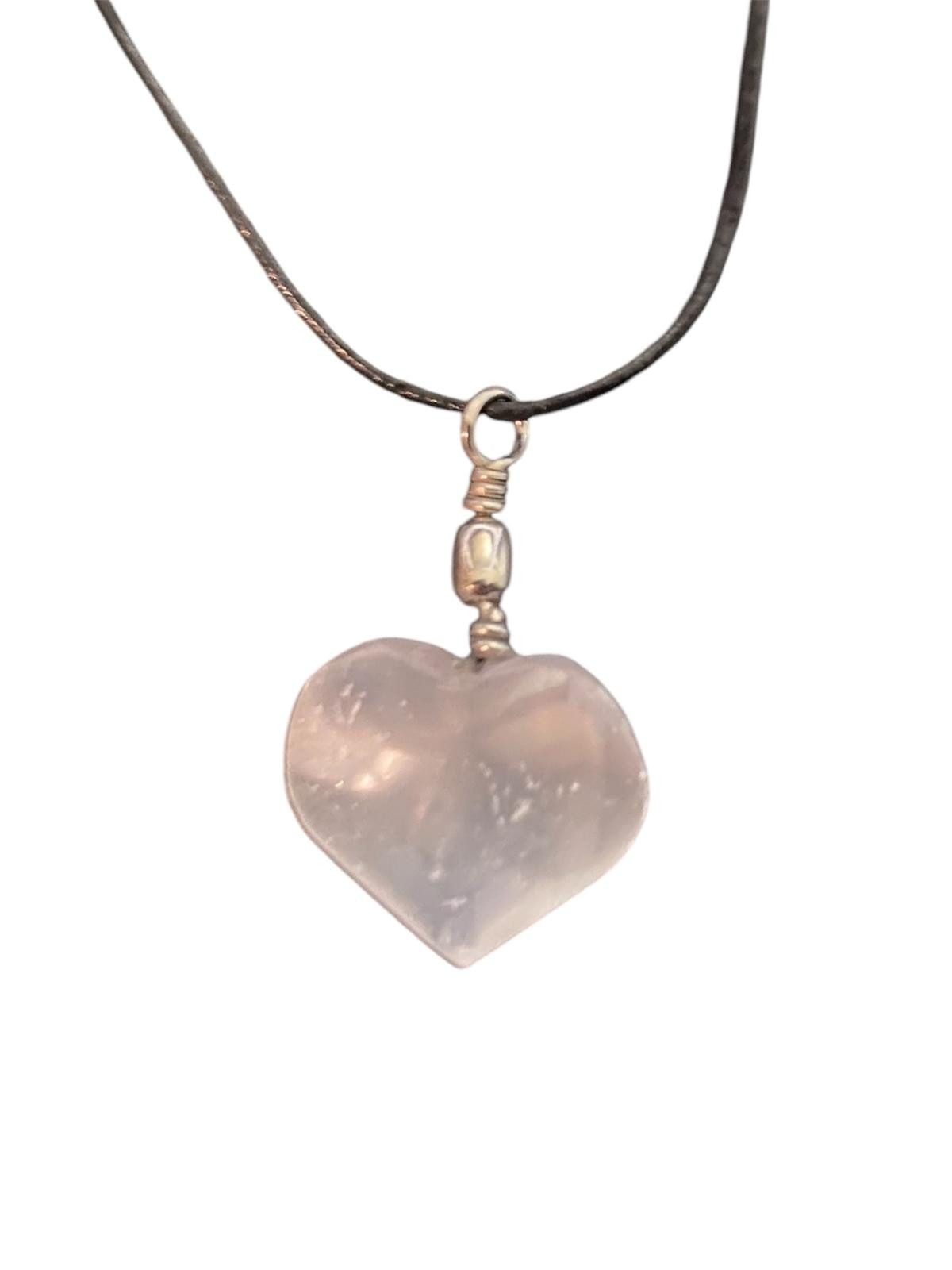 Eden Stone Edelstein Selenit Edelstein Herz Anhänger Kette mit Lederband, (1-St)