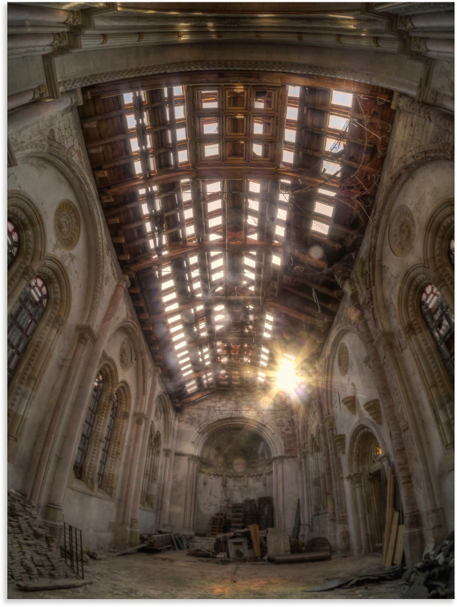 St), oder Leinwandbild, (1 Ruine, Wandaufkleber - Lost Artland Wandbild Alubild, Größen Kirche als Gebäude verlassene versch. Place Poster in