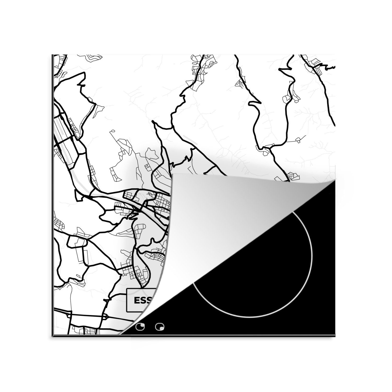 MuchoWow Herdblende-/Abdeckplatte Esslingen am Neckar - Karte - Stadtplan, Vinyl, (1 tlg), 78x78 cm, Ceranfeldabdeckung, Arbeitsplatte für küche