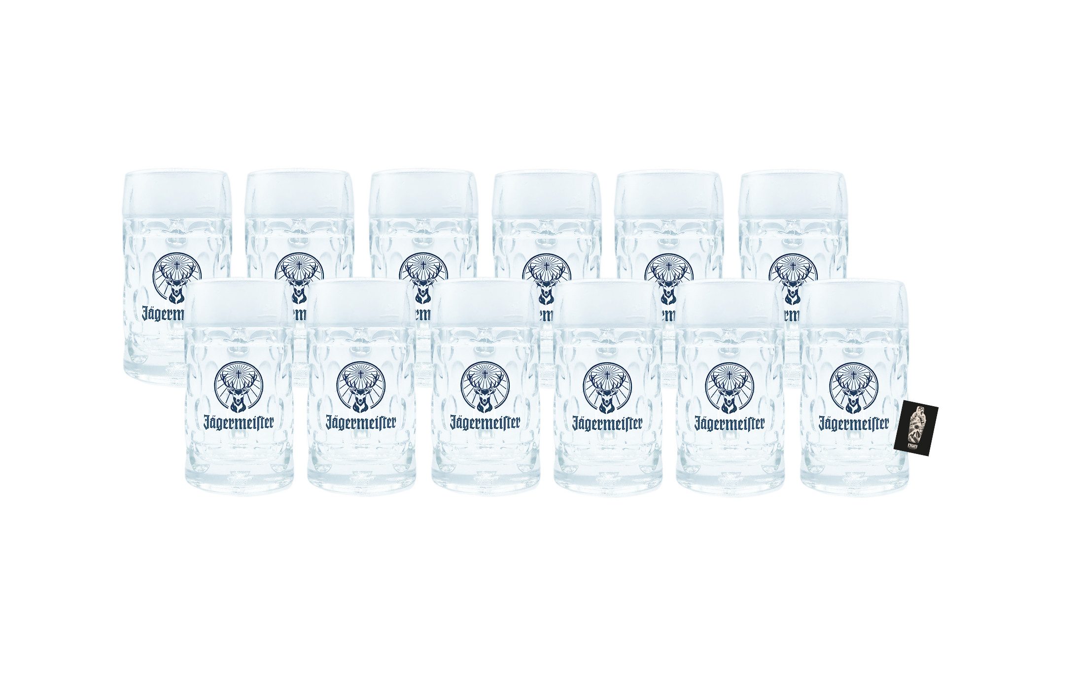 Jägermeister Glas Jägermeister 12er-Set MINI Krug Shotglas 12x Gläser Glas geeicht 4c