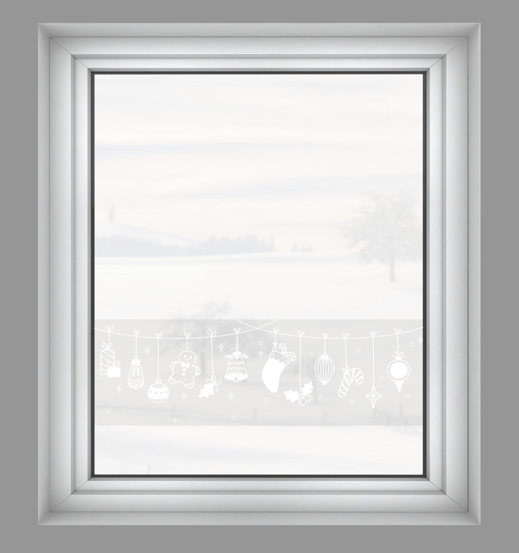 GARDINIA Fensterfolie Statische Deko-Folie X-Mas Girlande halbtransparent 20 x 150 cm, halbtransparent, halbtransparent