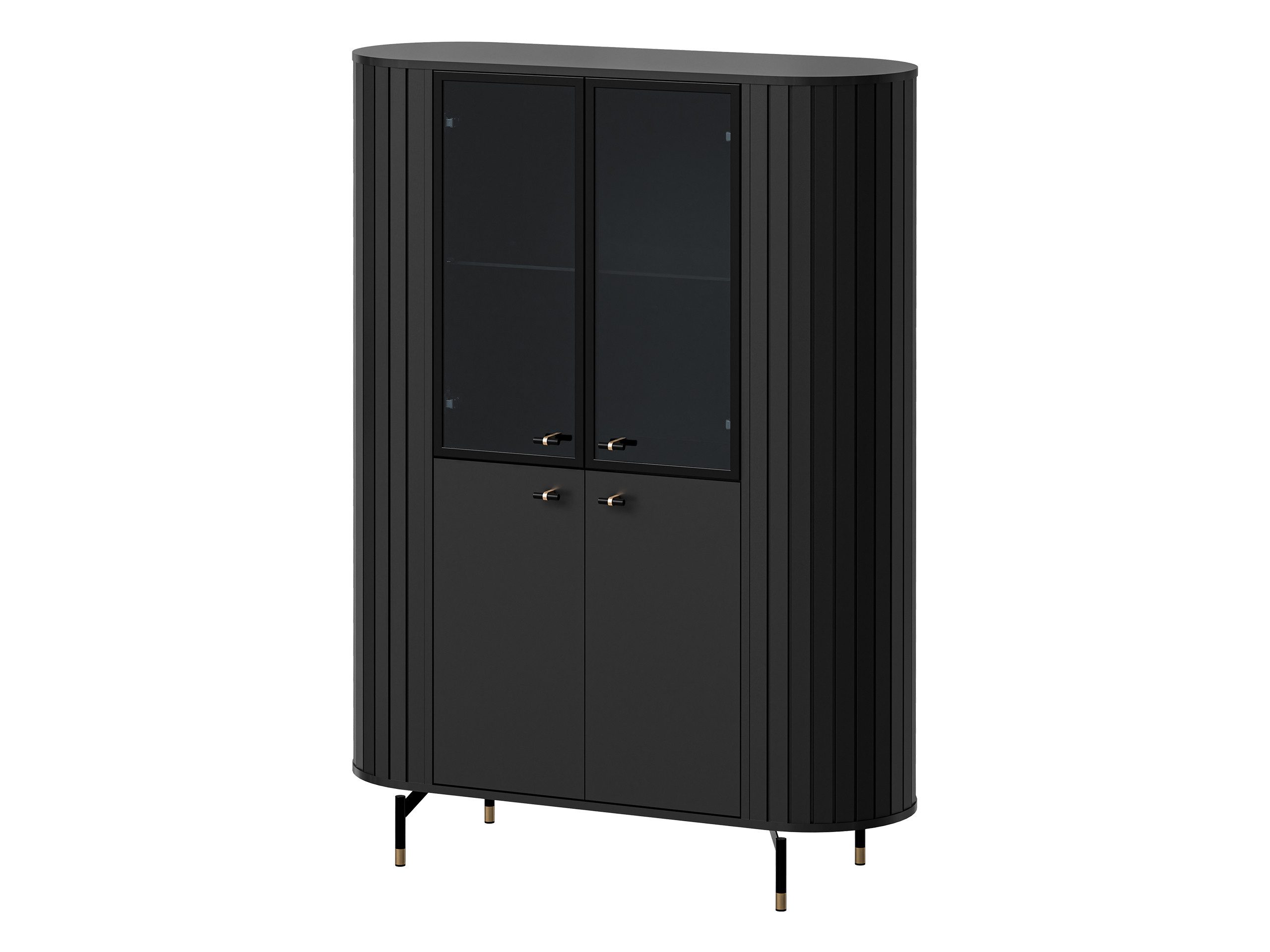 MIRJAN24 Vitrine Zante 2D2W 01 (mit vier Drehtüren) Stahlfüße und Griffe, Beleuchtung als Option