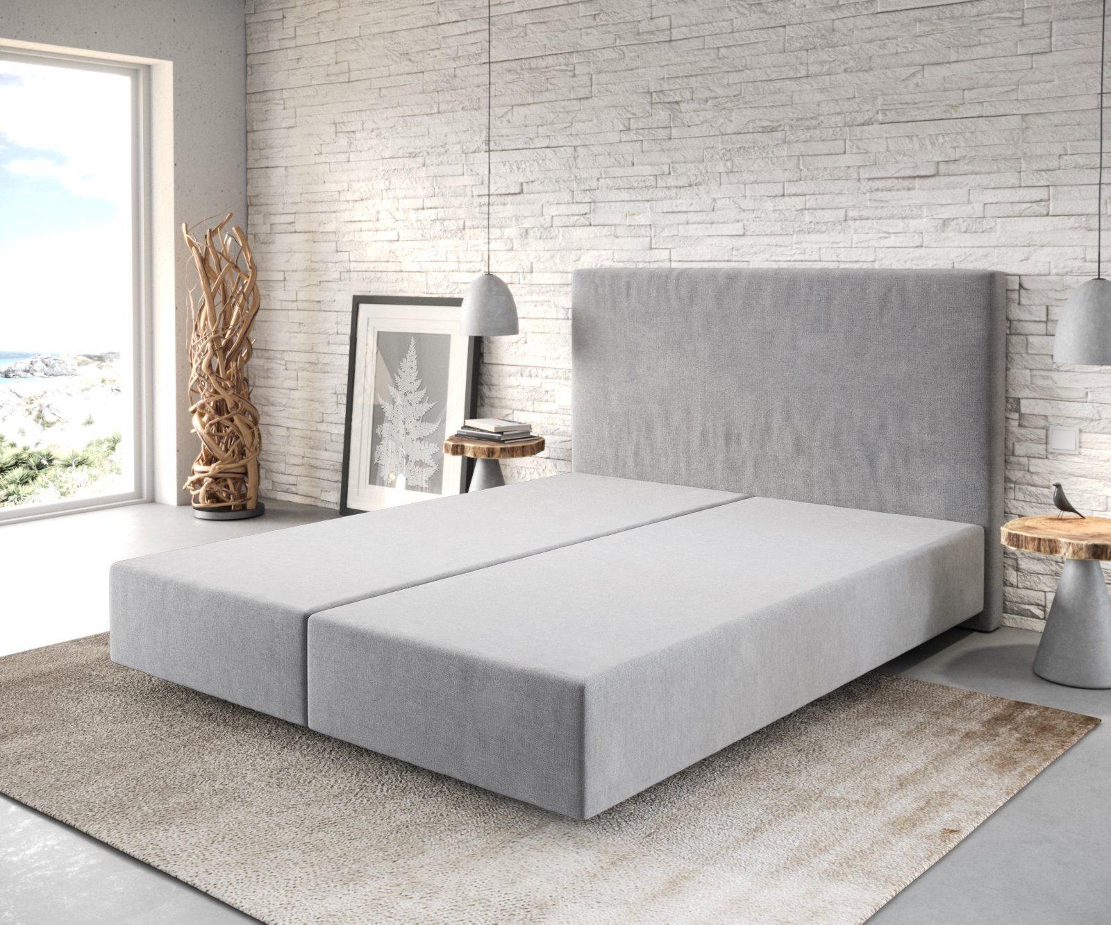 DELIFE Bettgestell Dream-Well, Mikrofaser Grau 160x200 günstig online kaufen