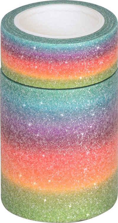 Heyda Klebeband Deko Tapes Pastel Rainbow Glitter 2 m 2 Stück