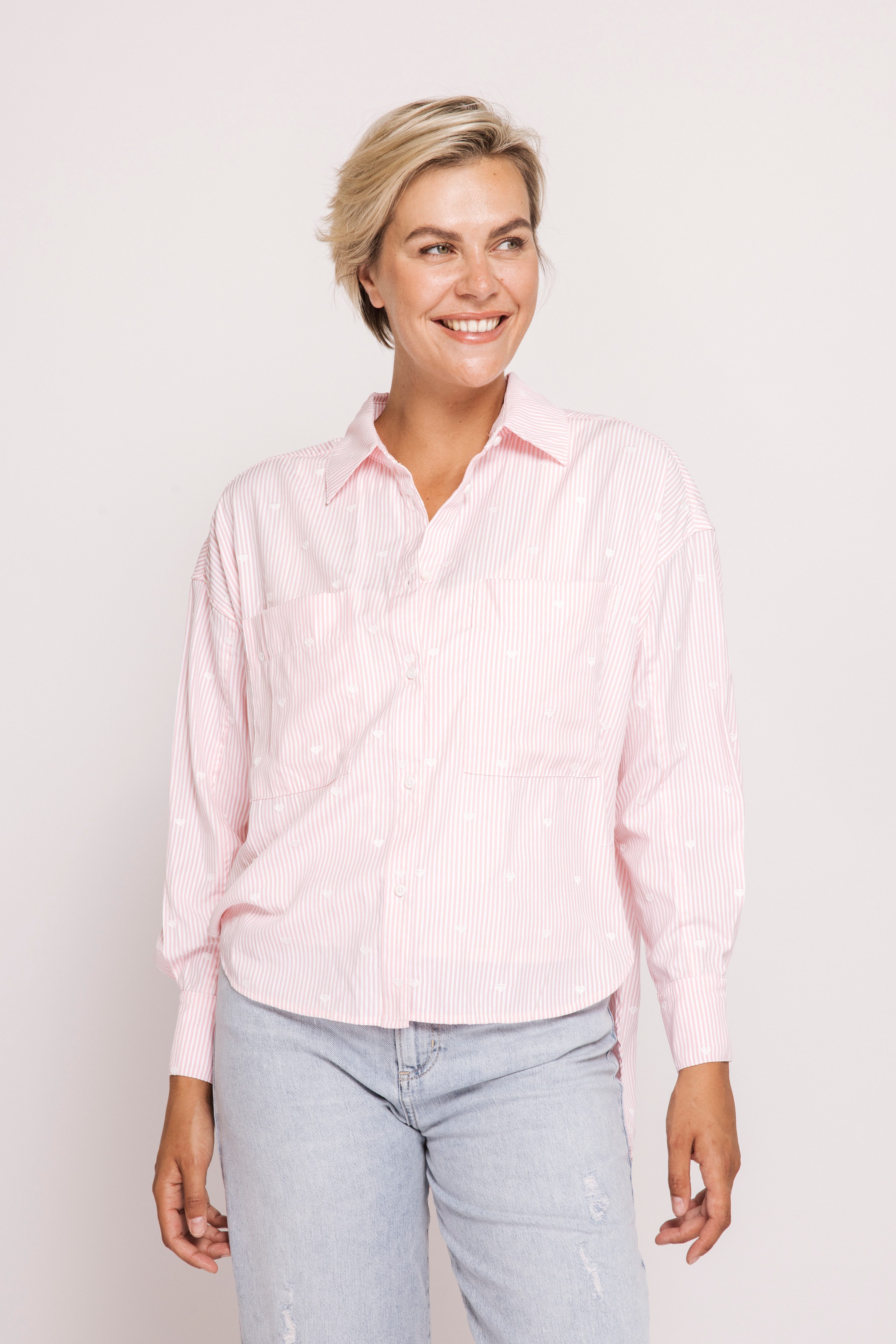 Zhrill Langarmbluse ZHLUCY Ringelbluse mit Stickerei im Ringellook und mit Herz-Stickereien