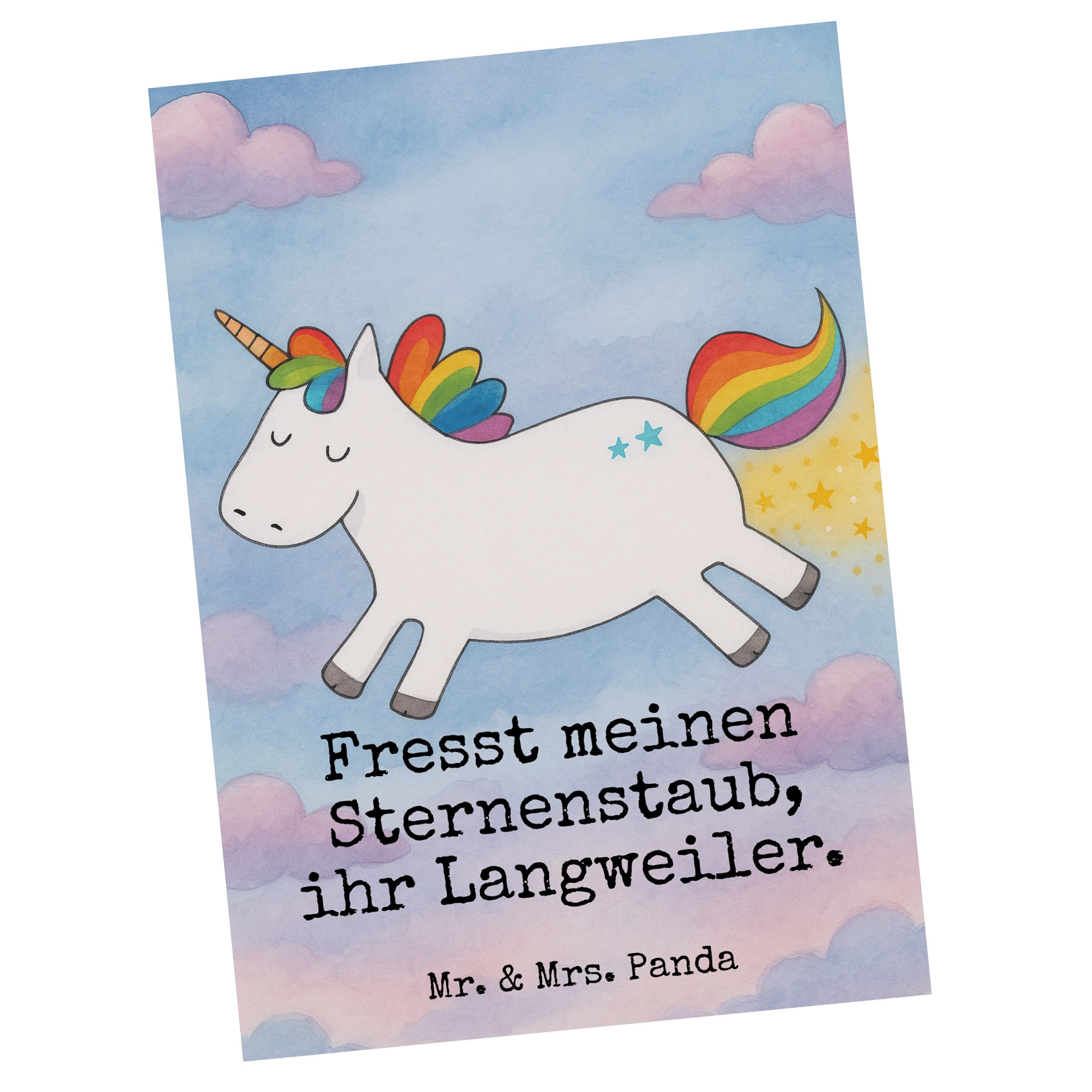 Mr. & Mrs. Panda Postkarte Einhorn Happy Design, Postkarte, Weiß, glücklich, Ansichtskarte, Post, Fotokarte bildkarte Lachen