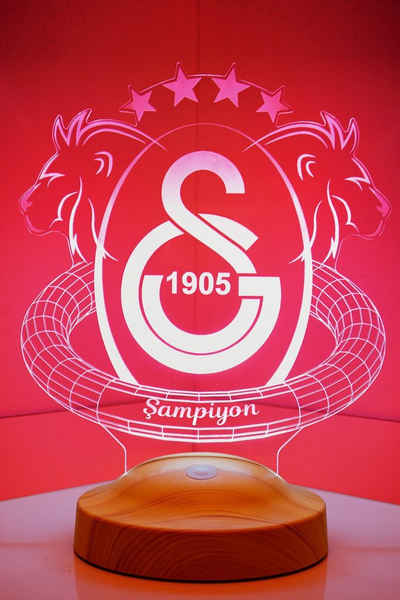 Geschenkelampe LED Nachttischlampe Galatasaray Fanartikel 3D Nachtlicht Geburtstagsgeschenk, Leuchte 7 Farben fest integriert, Geschenk für GS Fans, Jungen, Männern, Freunde