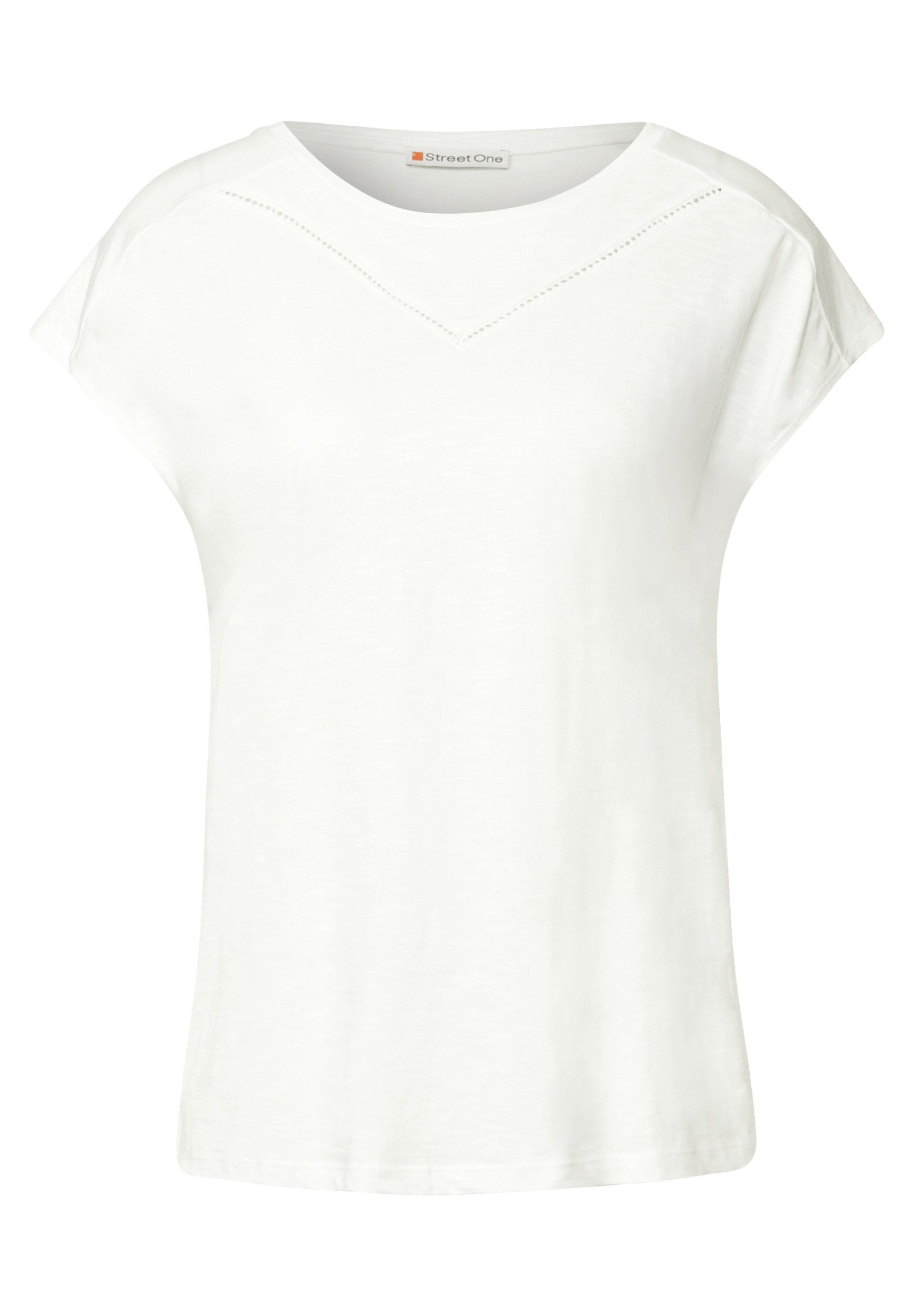 STREET ONE T-Shirt – Kurzarmshirt mit U-Boot-Ausschnitt und Dropped Shoulde günstig online kaufen