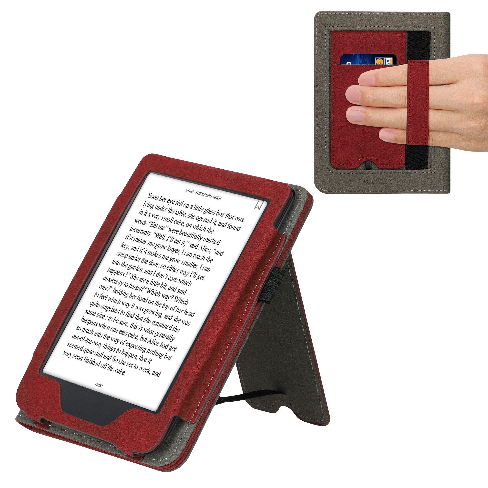 kwmobile E-Reader-Hülle Flip Hülle für Kobo Clara 2E / Tolino Shine 4, Handschlaufe - Cover