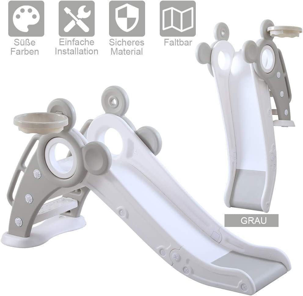 YOLEO Rutsche Kinder Fun-Slide mit Basketballkorb Faltbar Kinderrutsche günstig online kaufen