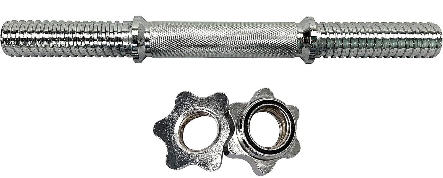 body coach Kurzhantelstange 35 cm mit Sternverschluss kreuzgerädelter Griff, verchromtes Metall, 35,2 cm (1 Stück, 1-tlg., 1 Kurzhantelstange), Chrom mit Sternverschlüssen