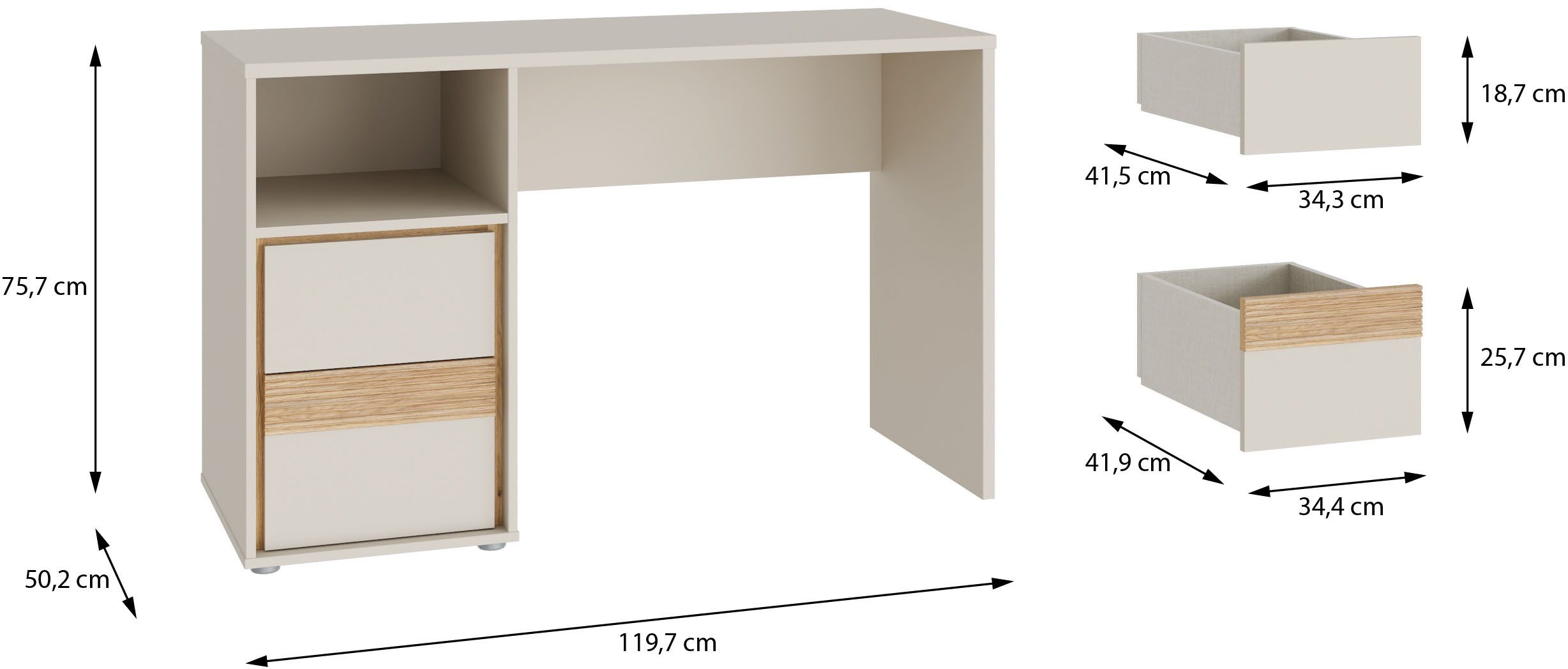 FORTE Schreibtisch, B/H/T 119,7/75,7/50,2