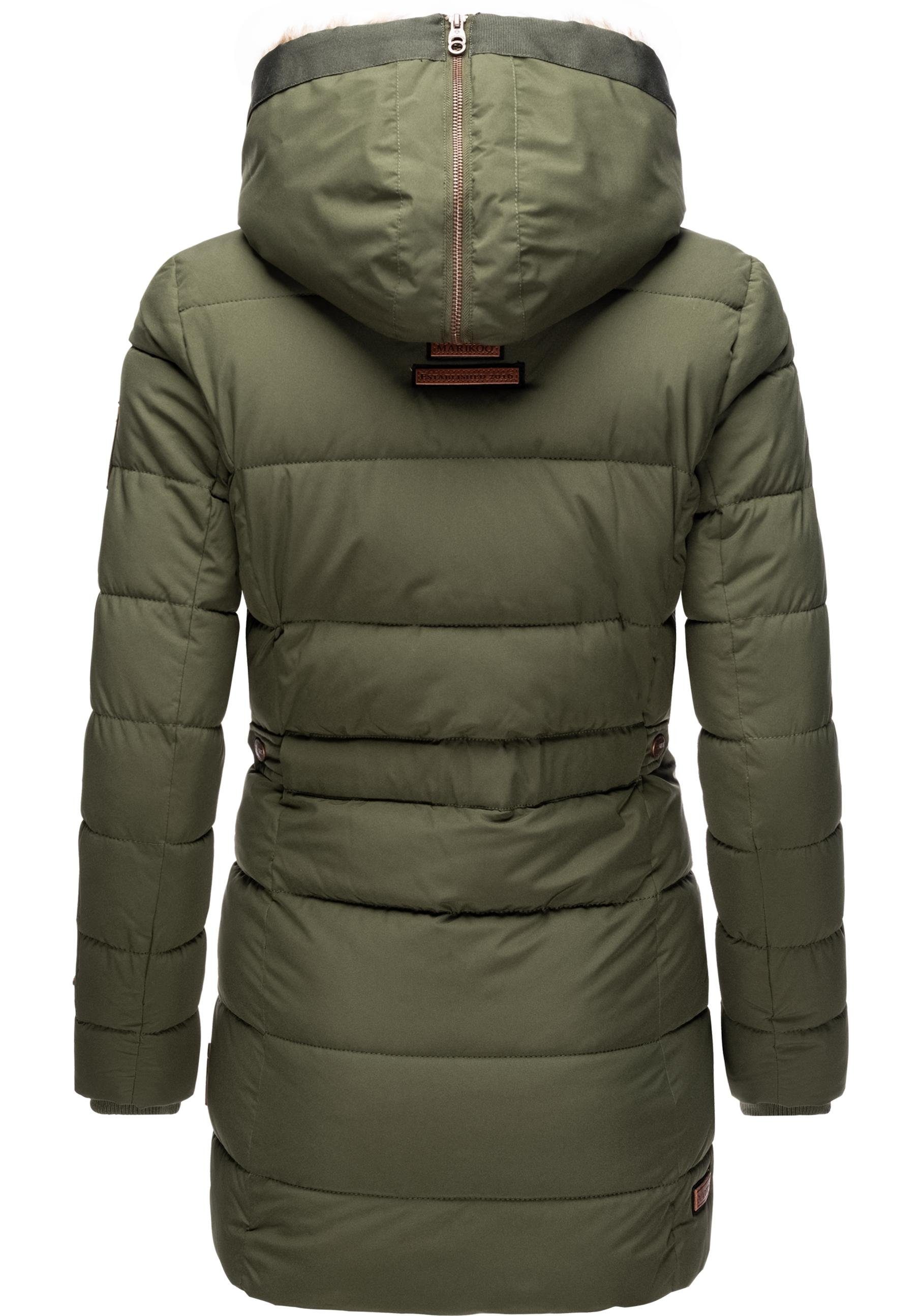 Marikoo Wintermantel Lieblings Jacke stylischer Winter Steppmantel m. Kunstpelz-Kapuze