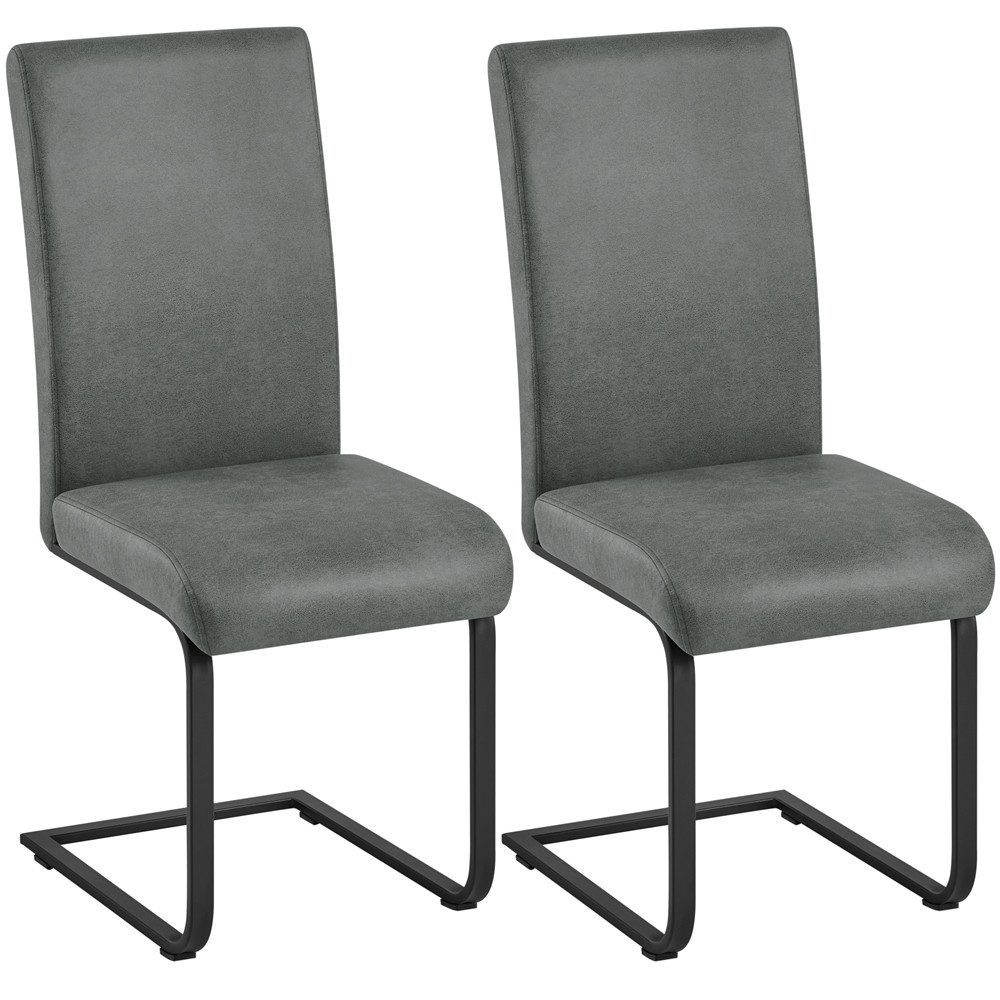 Yaheetech Esszimmerstuhl 2/4/6-er Küchenstuhl (2 St), Schwinger Polsterstuhl mit Ergonomischer Rückenlehne & Metallbeine