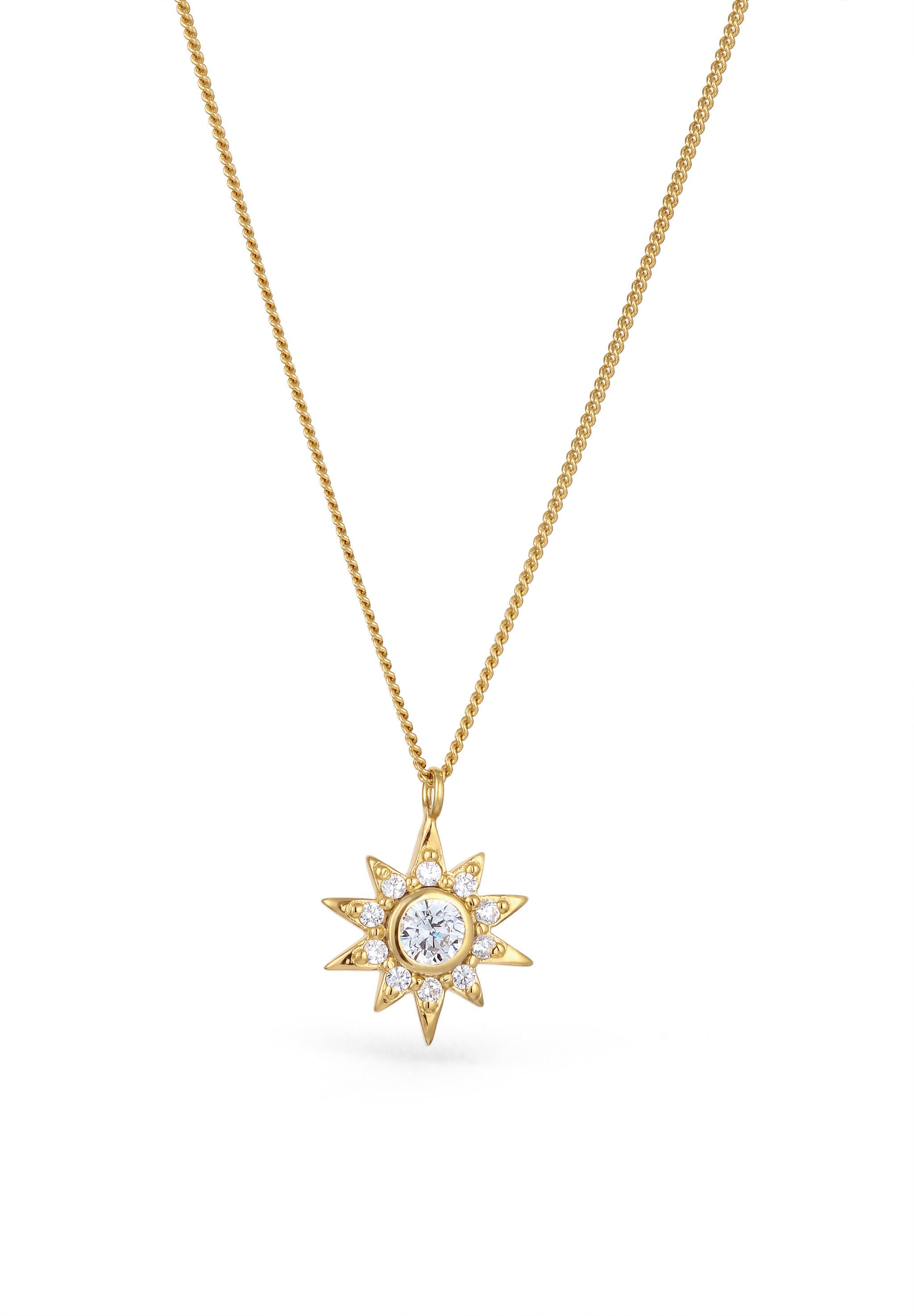 Kette mit Anhänger Stern Zirkonia Weiß 925 Sterling Silber