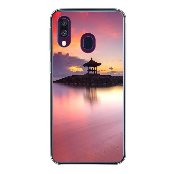 MuchoWow Handyhülle Sonnenuntergang - Strand - Himmel Handyhülle Samsung Galaxy A40 Smartphone-Bumper Print Handy
