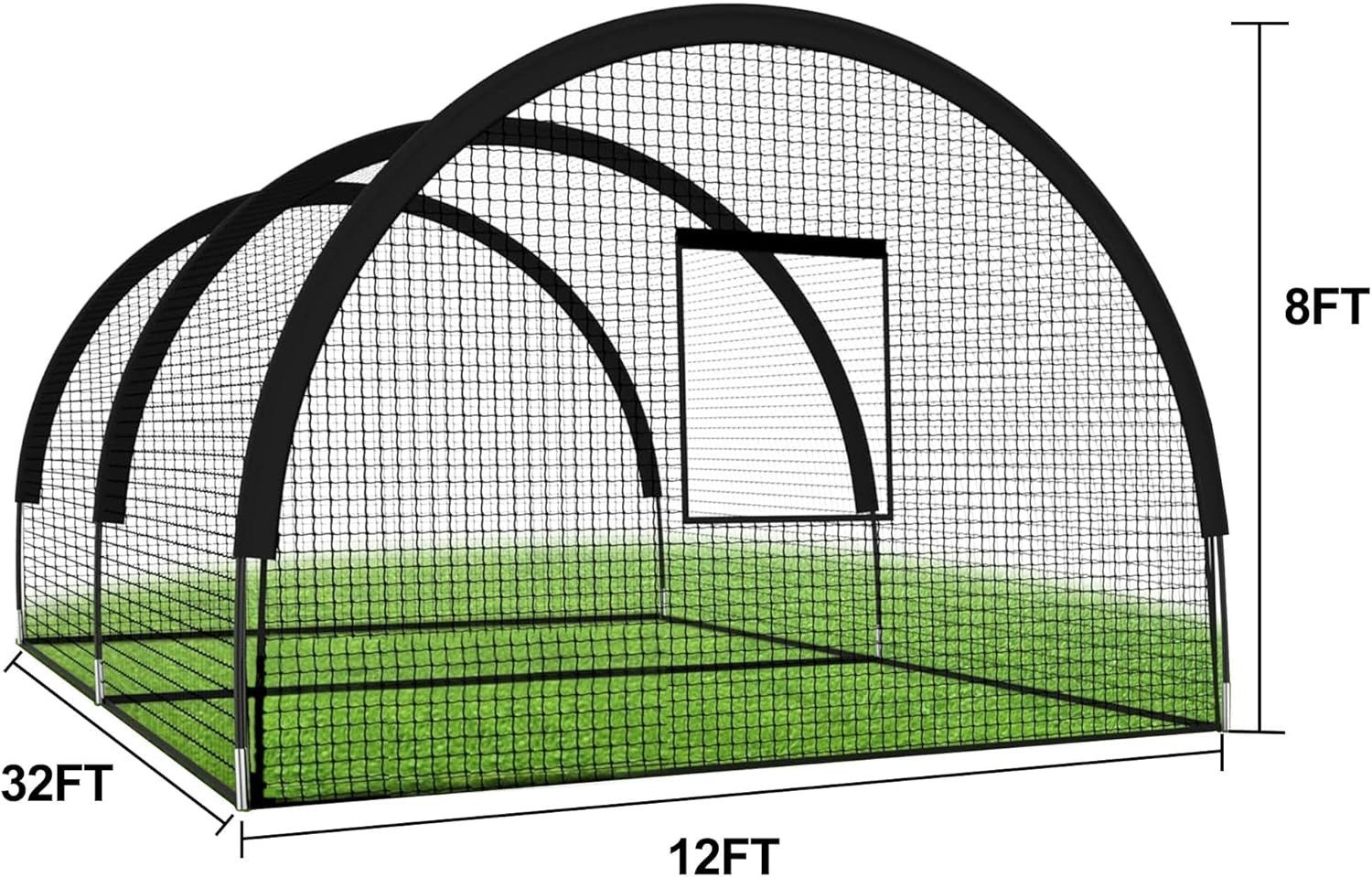 GarveeMore Multifunktionsnetz Baseball Schlagkäfig Netz 10*3.65*2.4m Tragbarer Baseballkäfig-Netz
