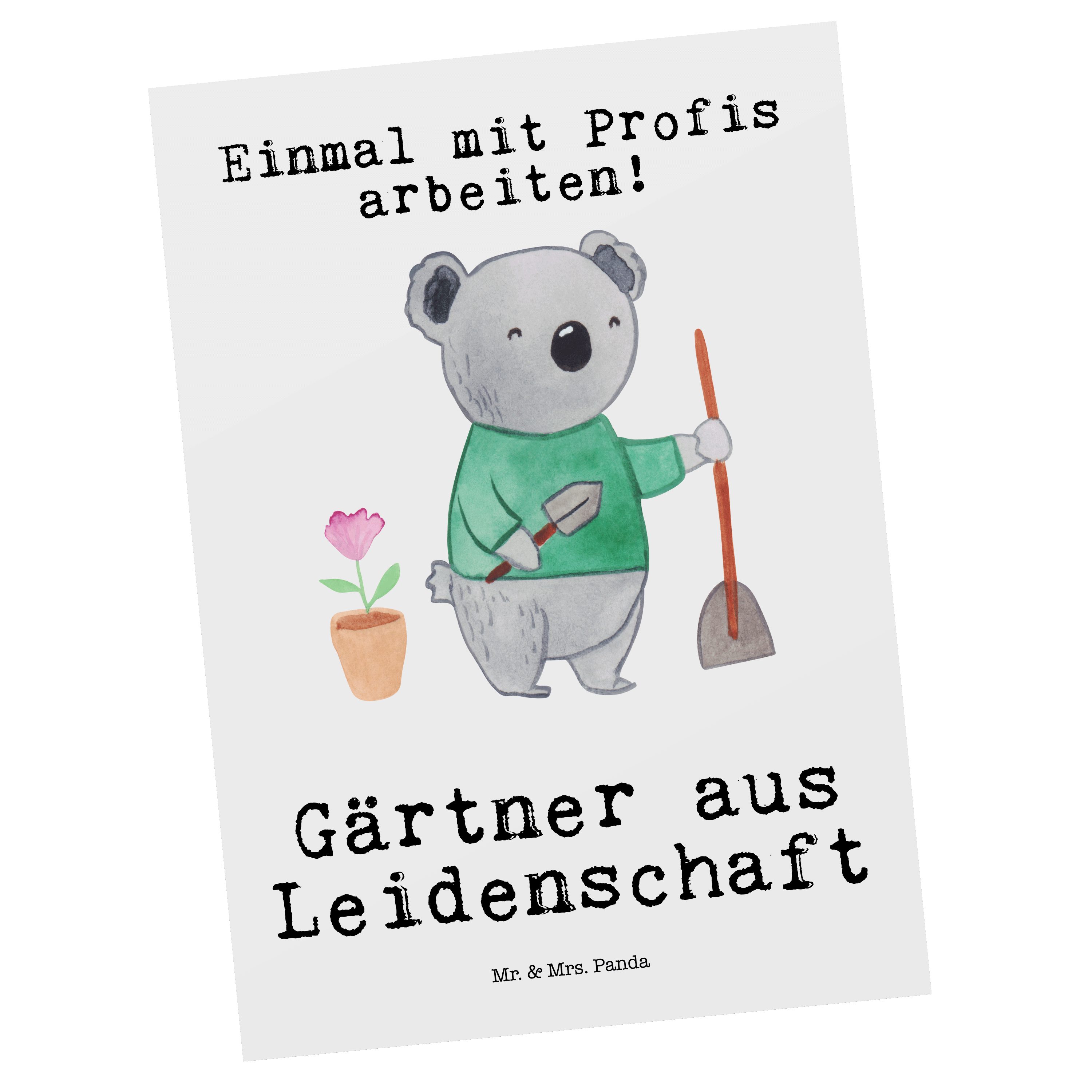 Mr. & Mrs. Panda Postkarte Gärtner aus Leidenschaft Weiß Geschenk