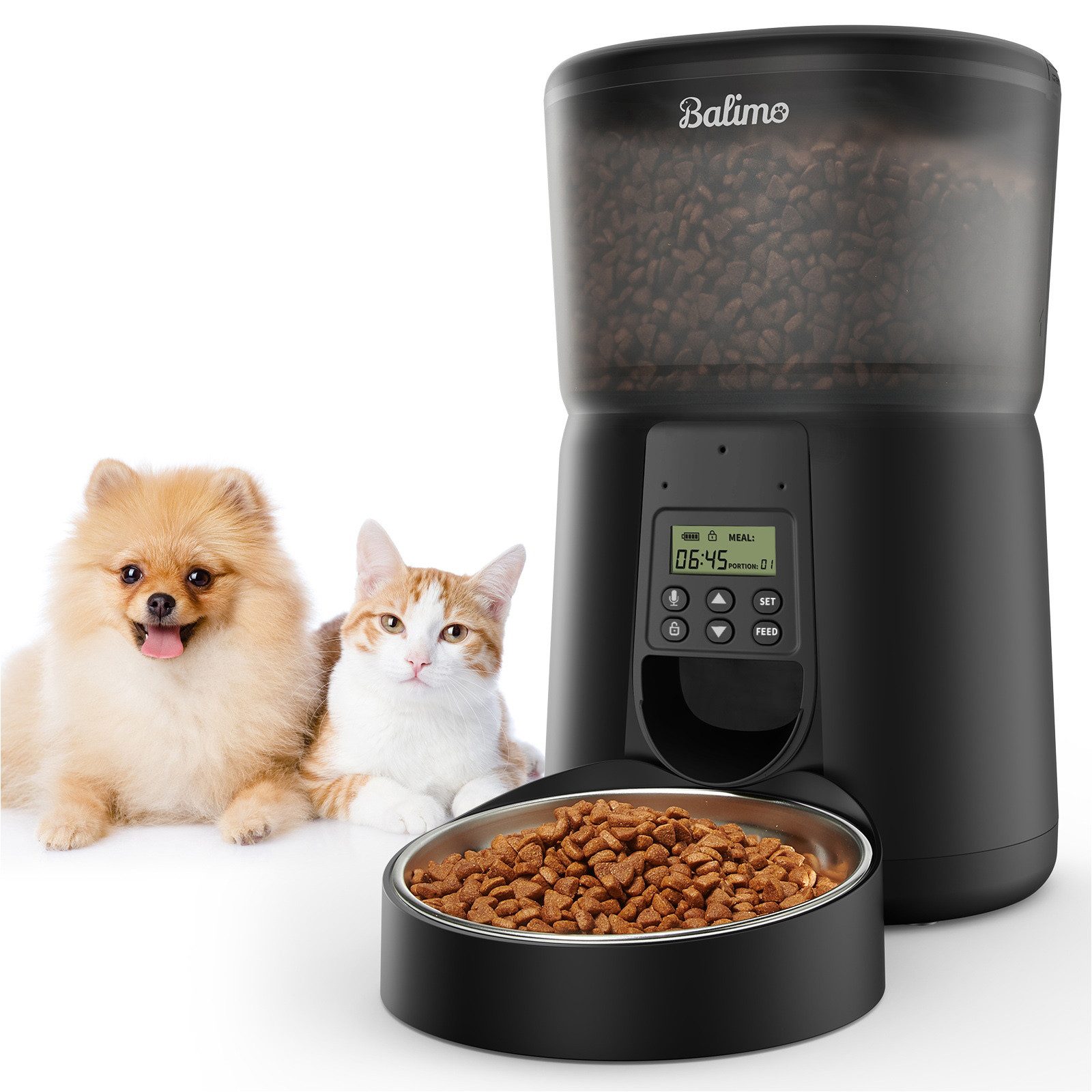 Futterautomat 4LKatze/Hund Automatischer Futterautomat Mit Edelstahlschüssel