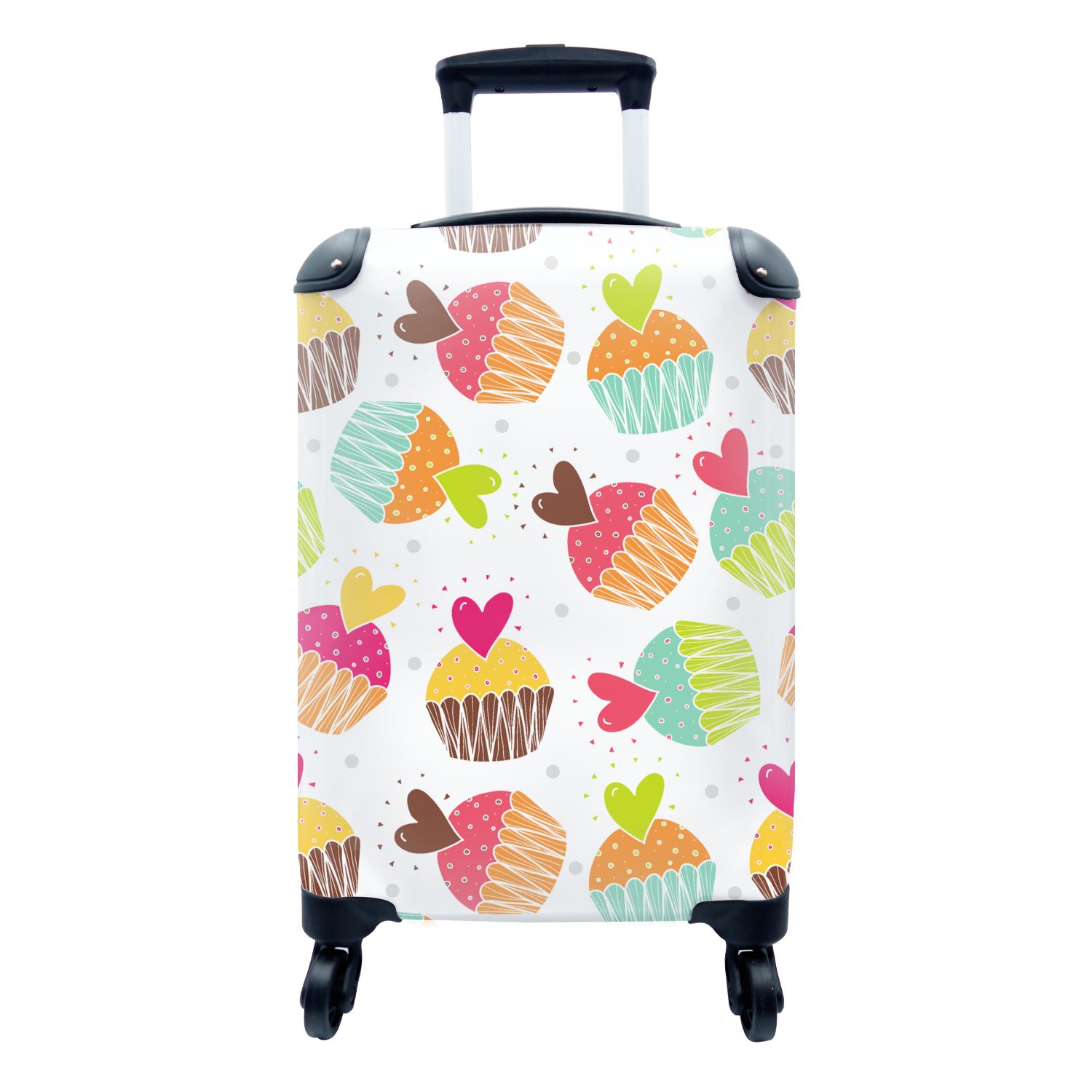 4 mit Reisetasche Regenbogen Ferien, - Herz, MuchoWow Muffin rollen, Handgepäck Trolley, Handgepäckkoffer - - für Reisekoffer Design Rollen,