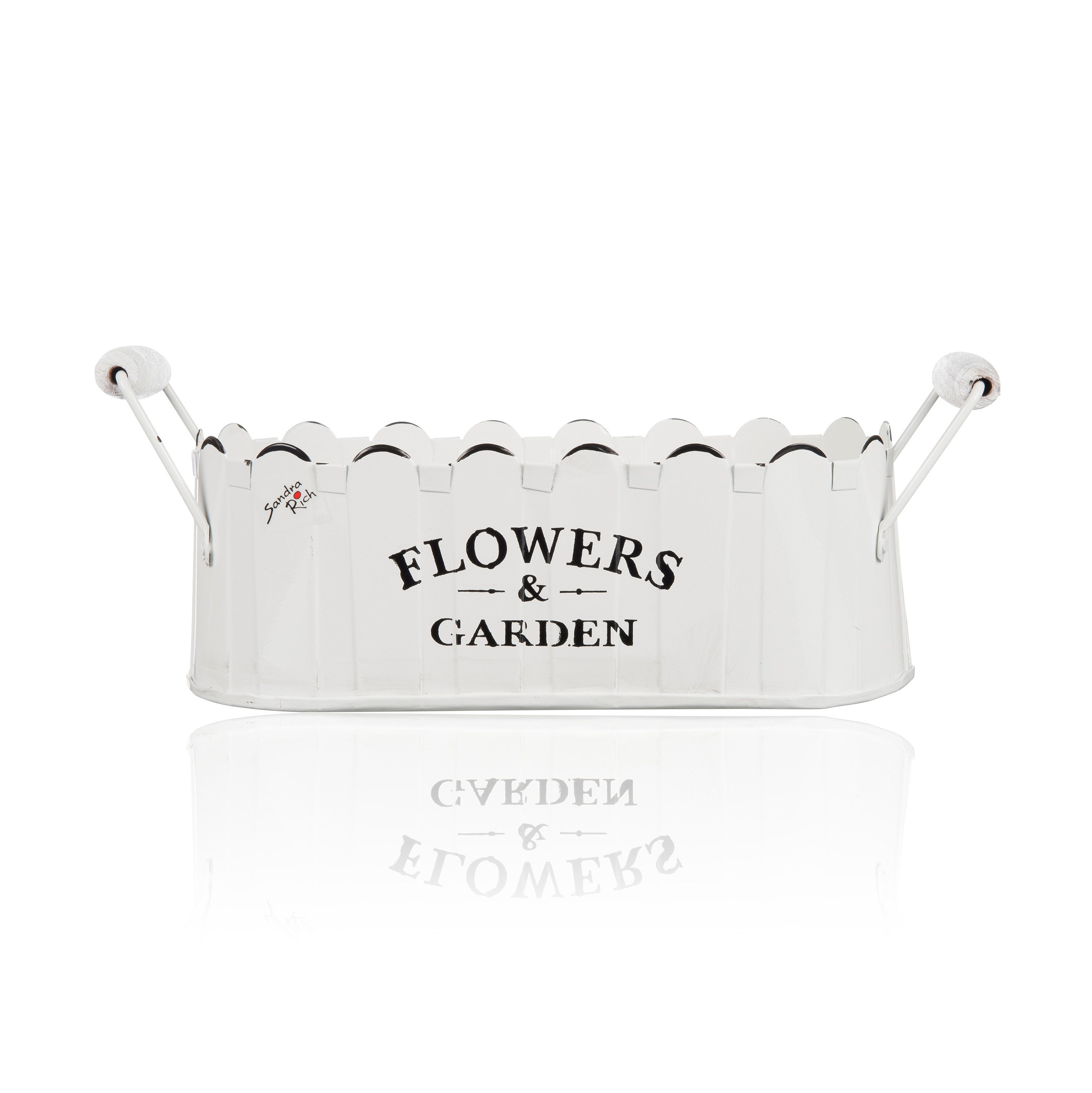 Sandra Rich Jardiniere FLOWERS & GARDEN Jardiniere Blumenkasten mit Griffen 26cm weiß