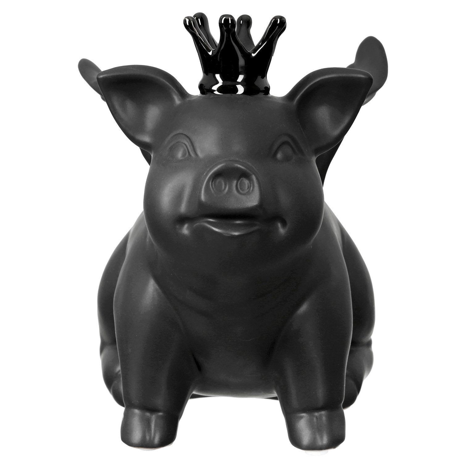 GILDE Dekofigur KING - Dekoschwein in schwarz - H. 30cm x B. 33cm - Schwein mit Flügel (1xFigur, 1 Stück), Dekofigur - Krone - König - Hingucker - Geschenk - Weihnachten