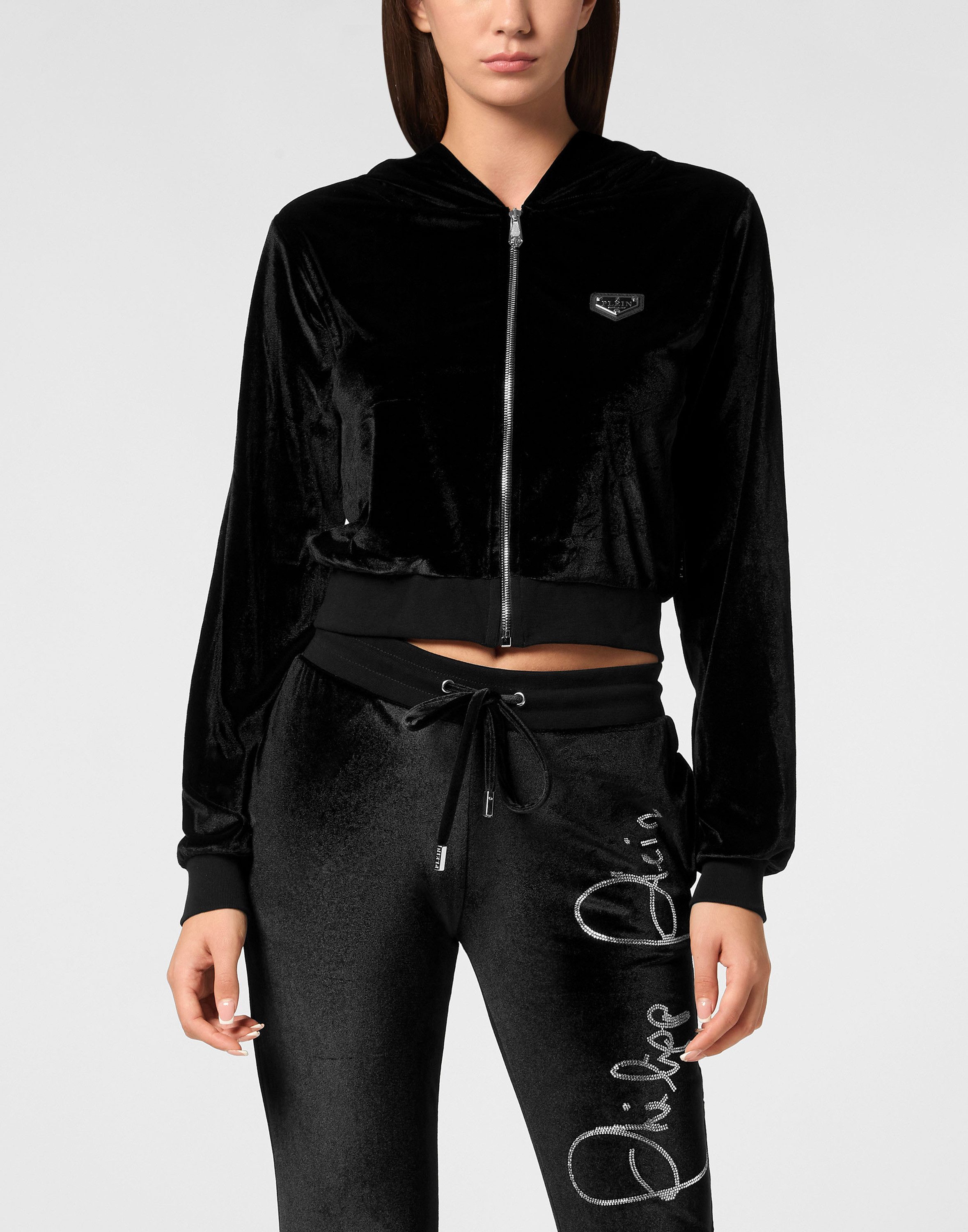 PHILIPP PLEIN Kapuzensweatjacke Signature Mit Schmucksteinen